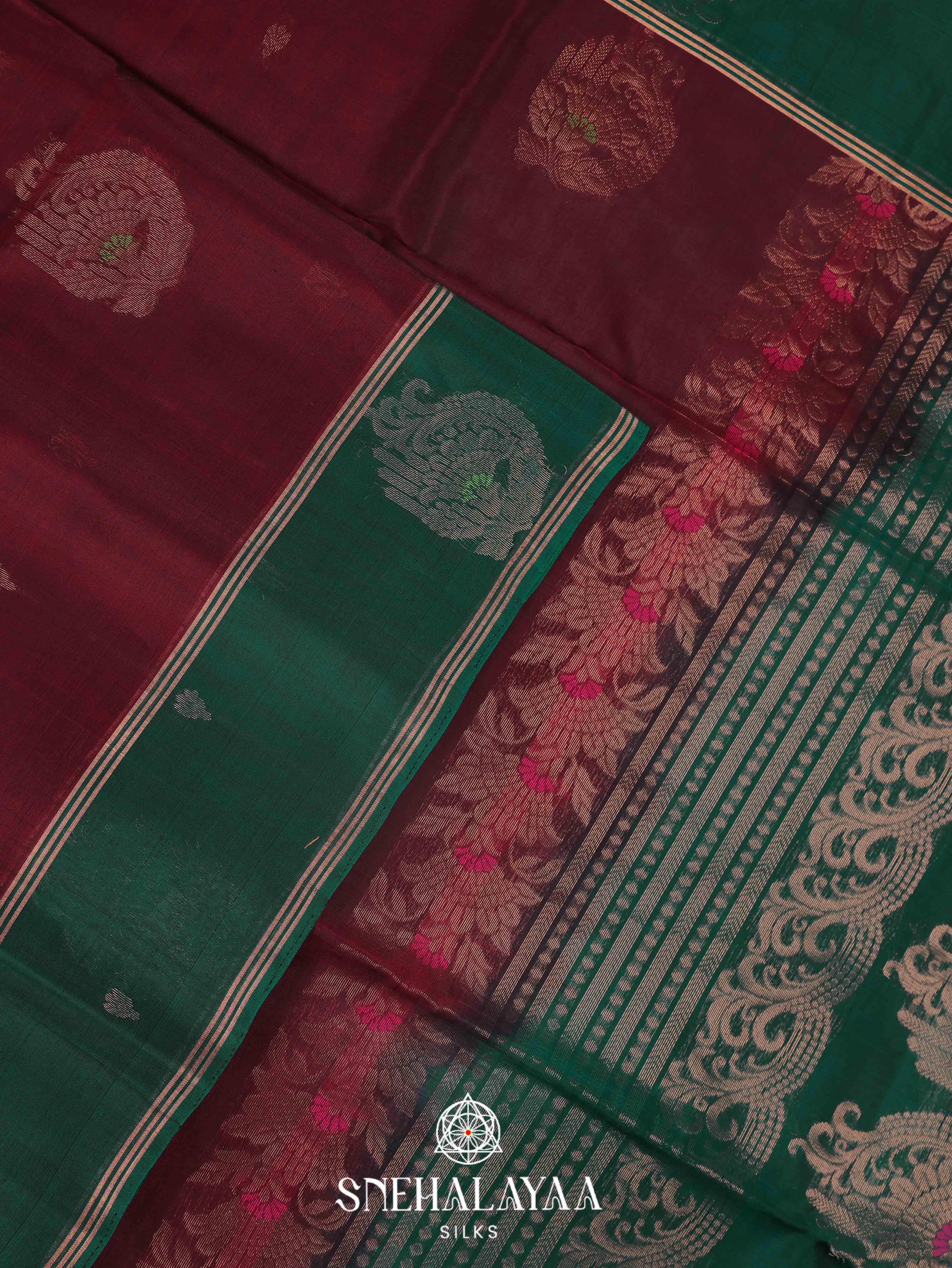 Maroon Silk Cotton Saree