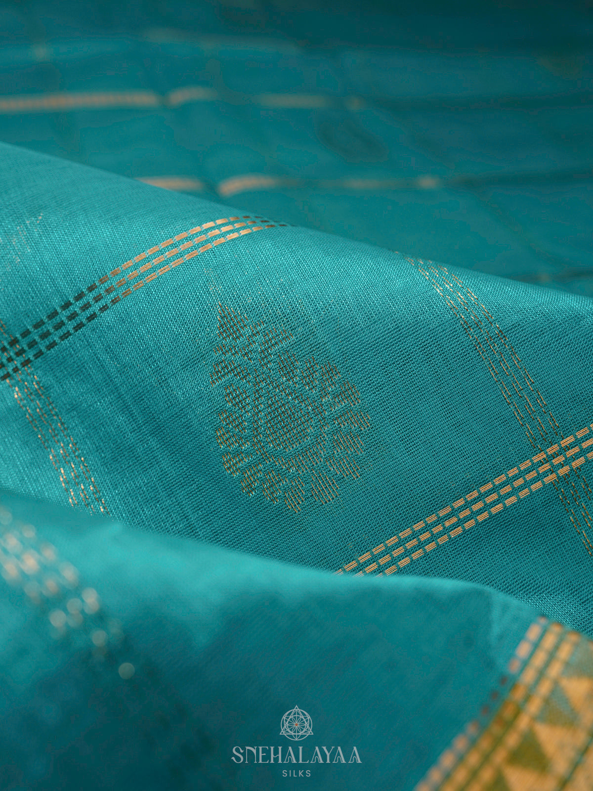 Teal Green Kuppadam Silk Cotton