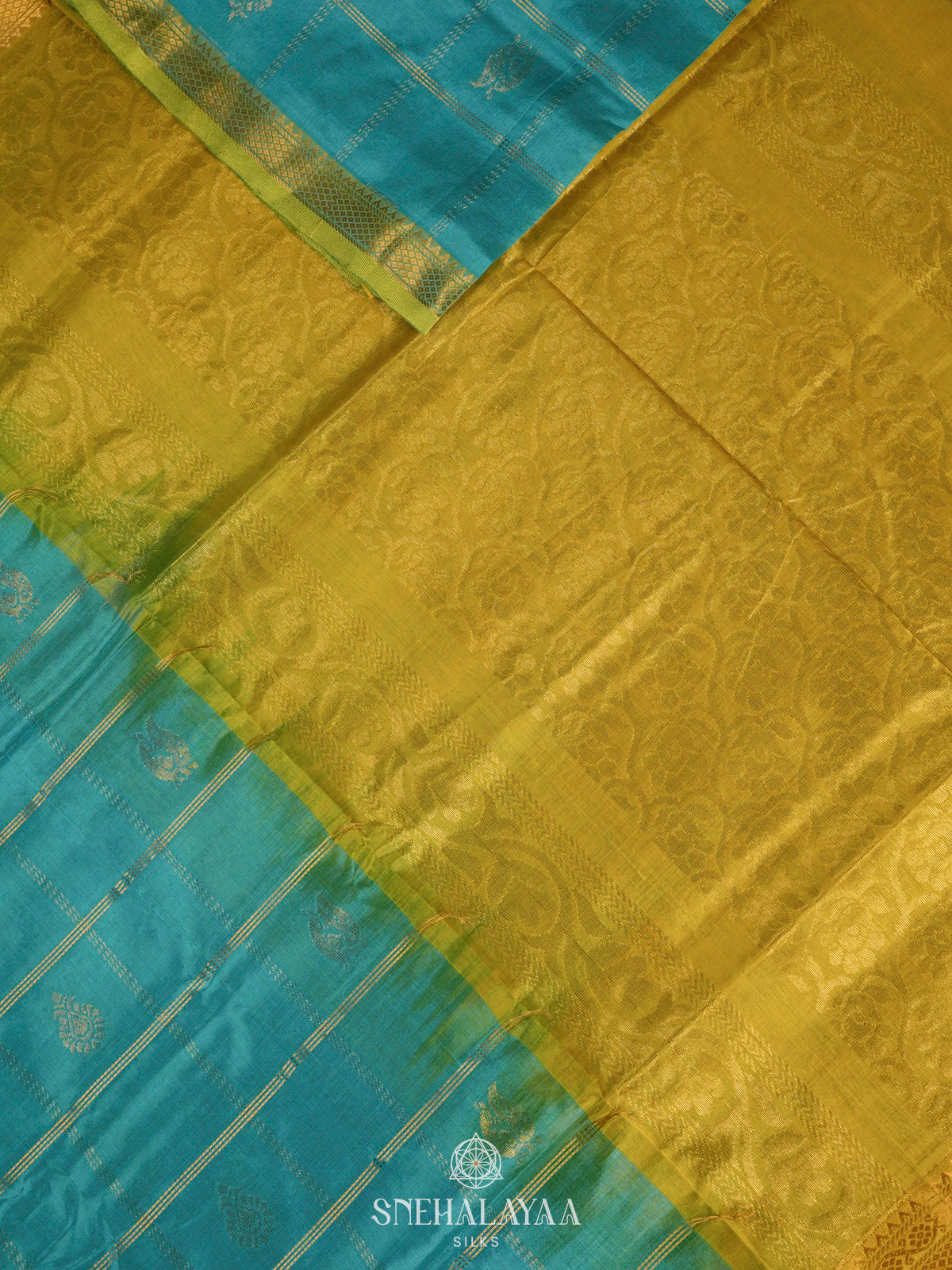 Teal Green Kuppadam Silk Cotton