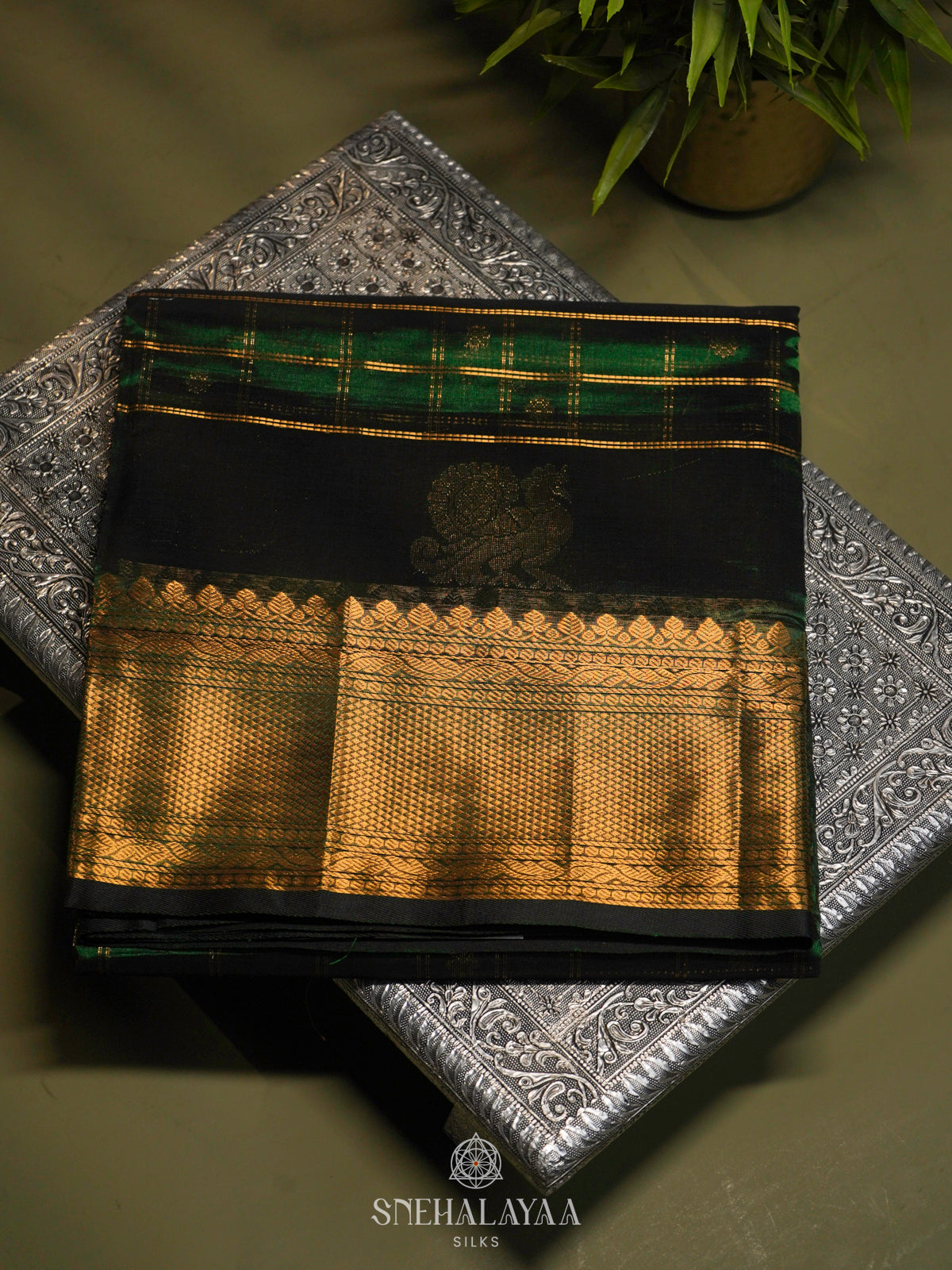 Emerald Green Kuppadam Silk Cotton
