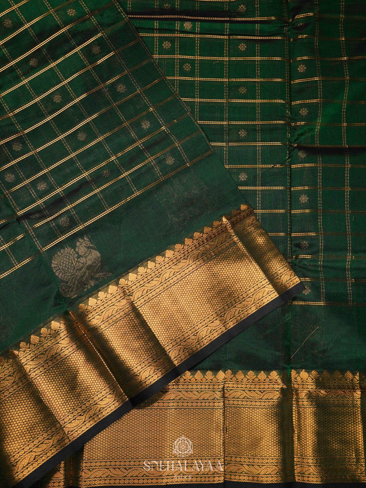 Emerald Green Kuppadam Silk Cotton
