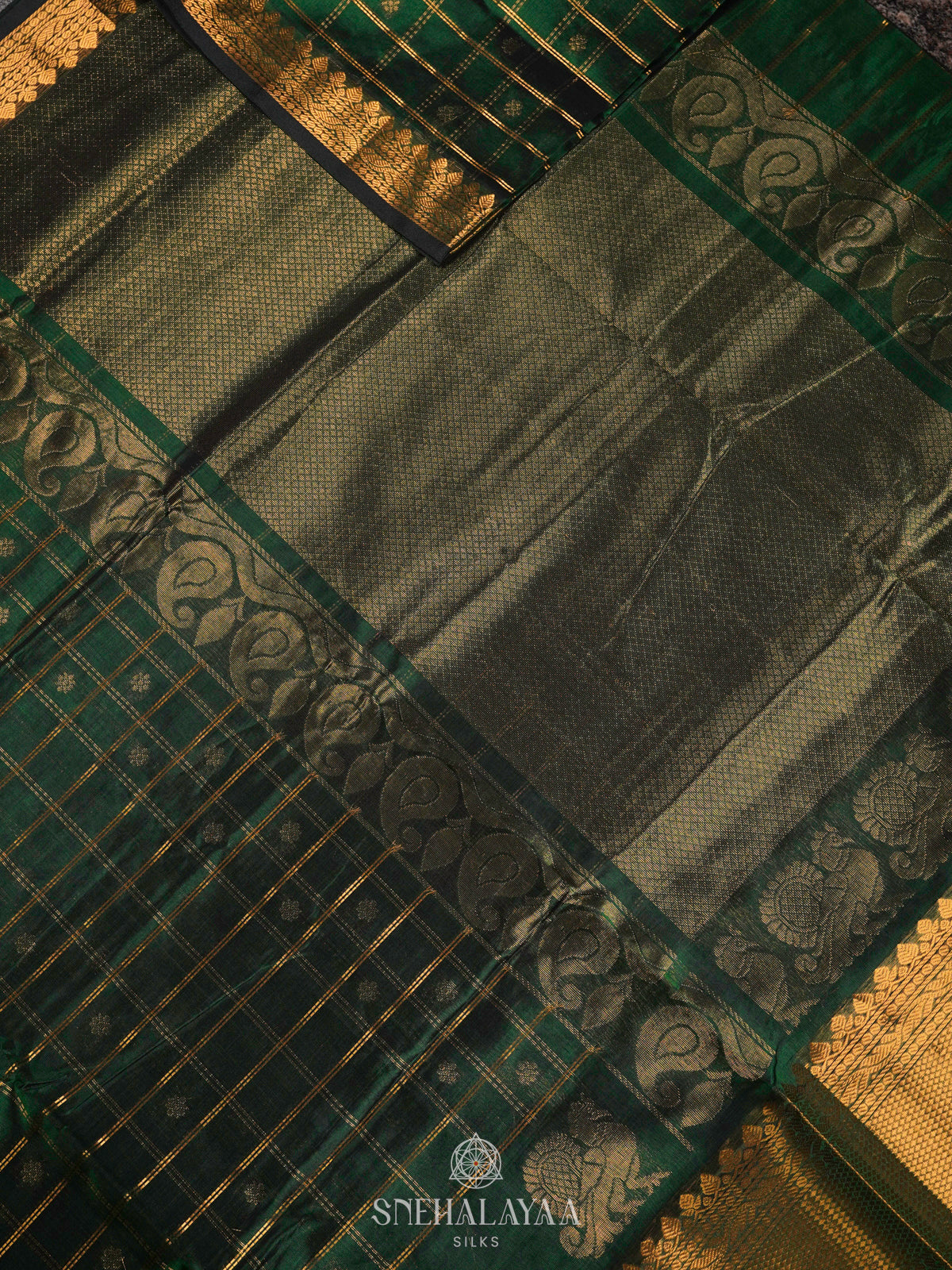 Emerald Green Kuppadam Silk Cotton