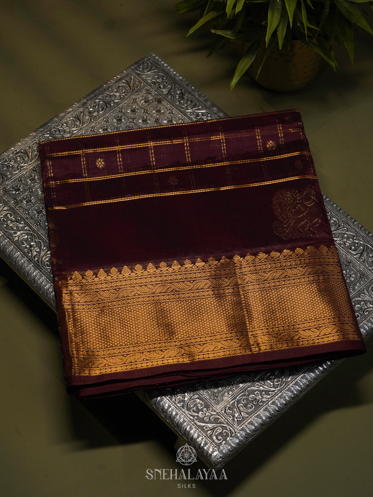 Coffee Brown Kuppadam Silk Cotton