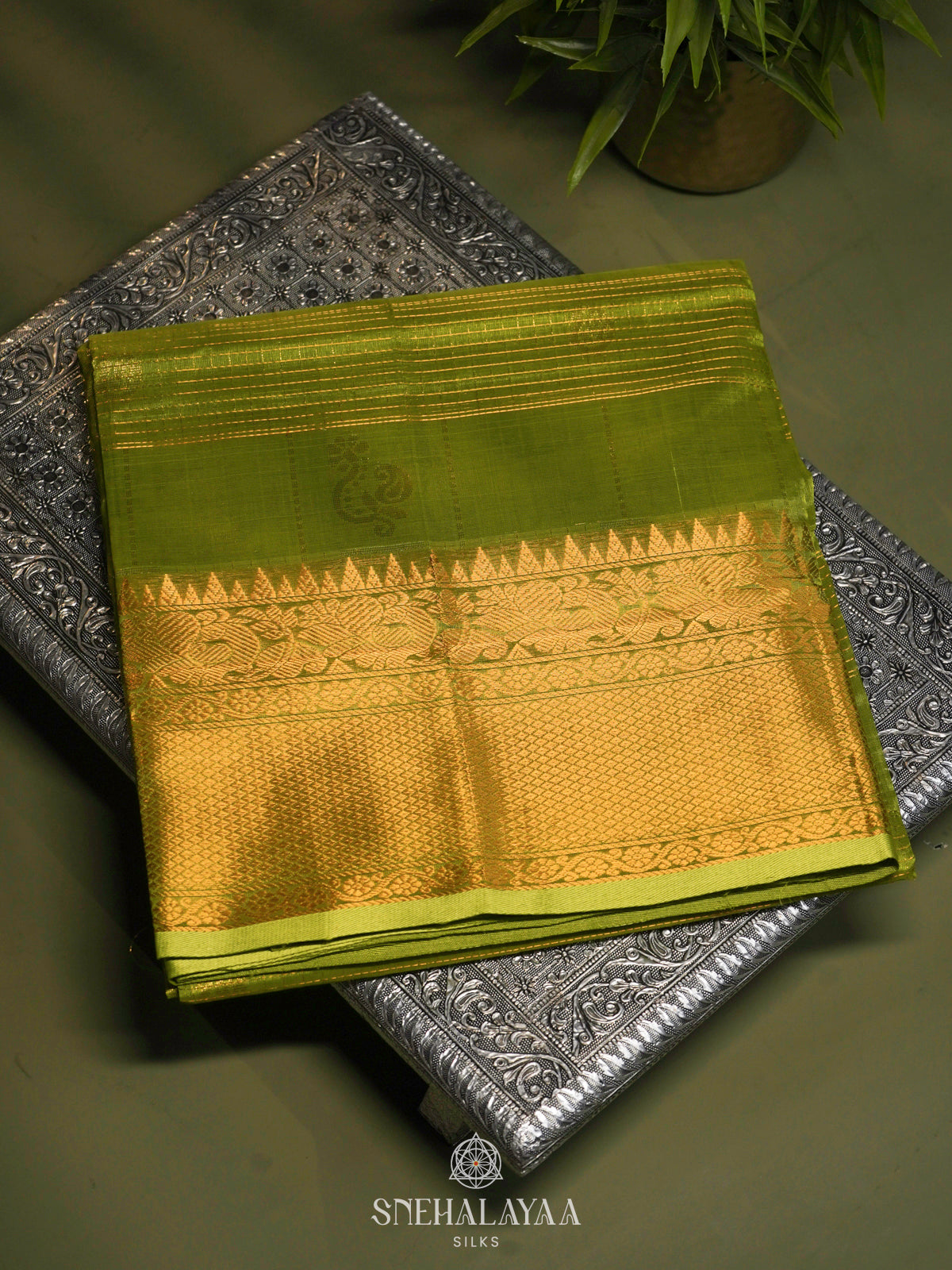 Lime Green Kuppadam Silk Cotton