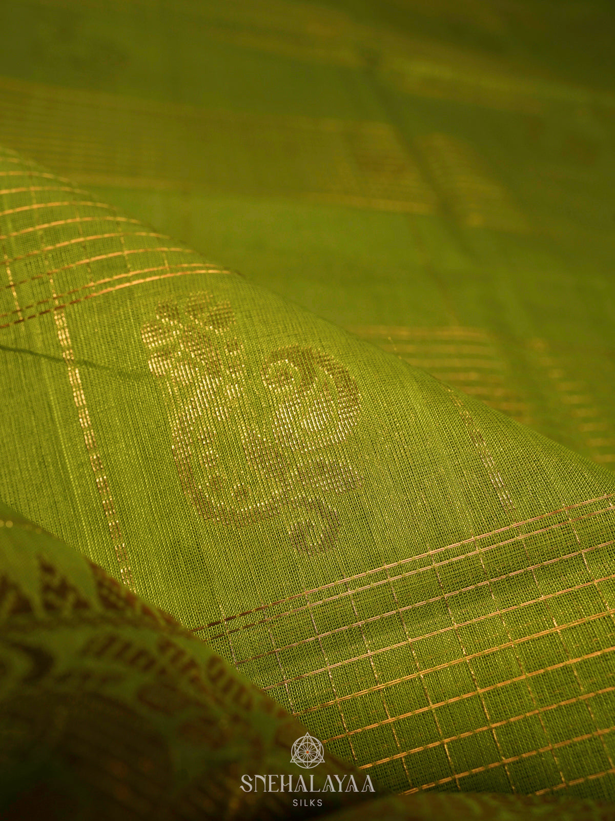 Lime Green Kuppadam Silk Cotton