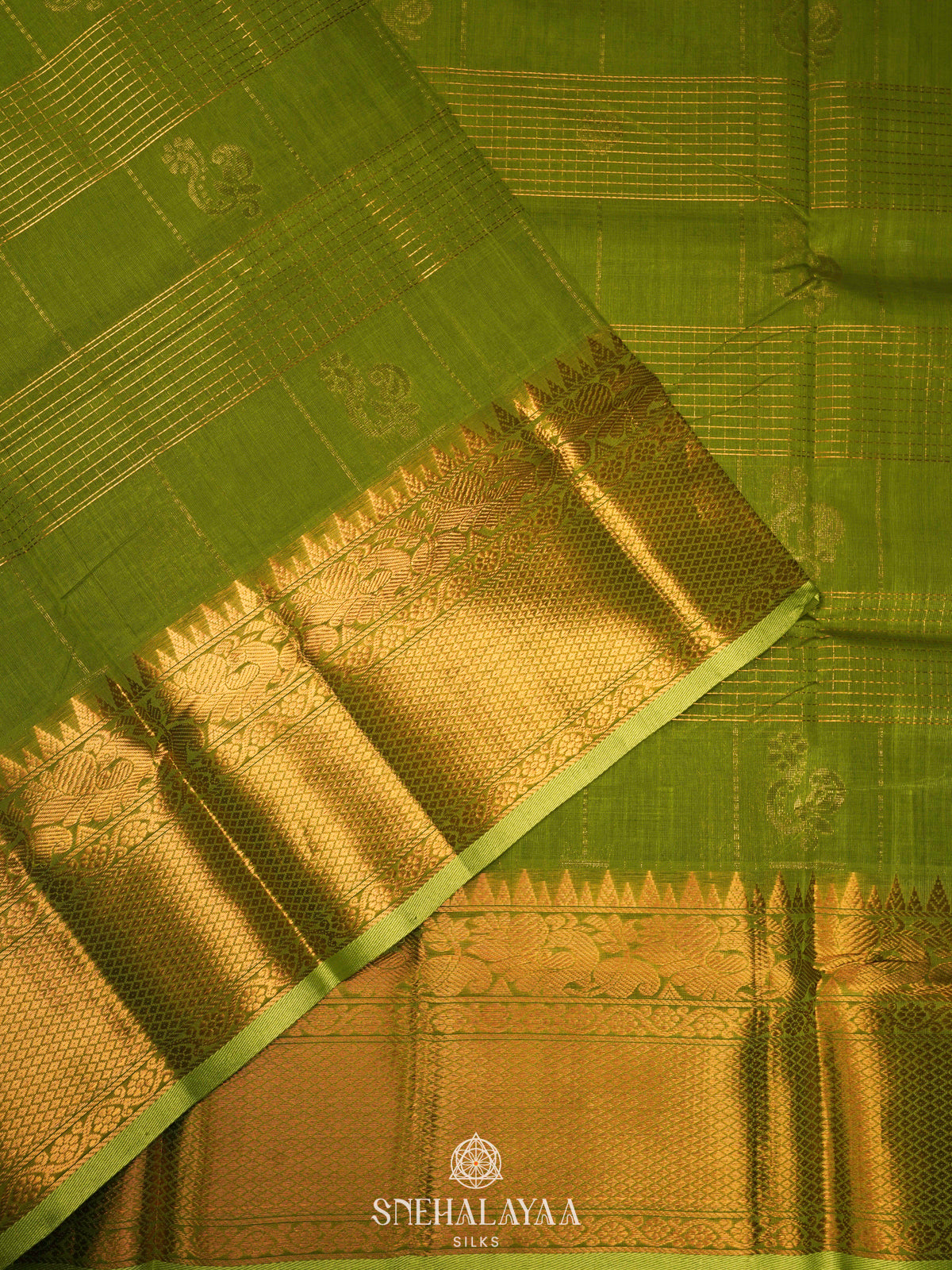 Lime Green Kuppadam Silk Cotton