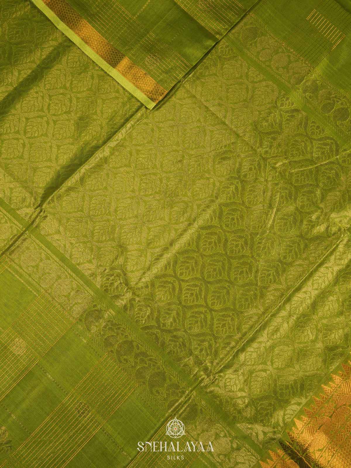 Lime Green Kuppadam Silk Cotton
