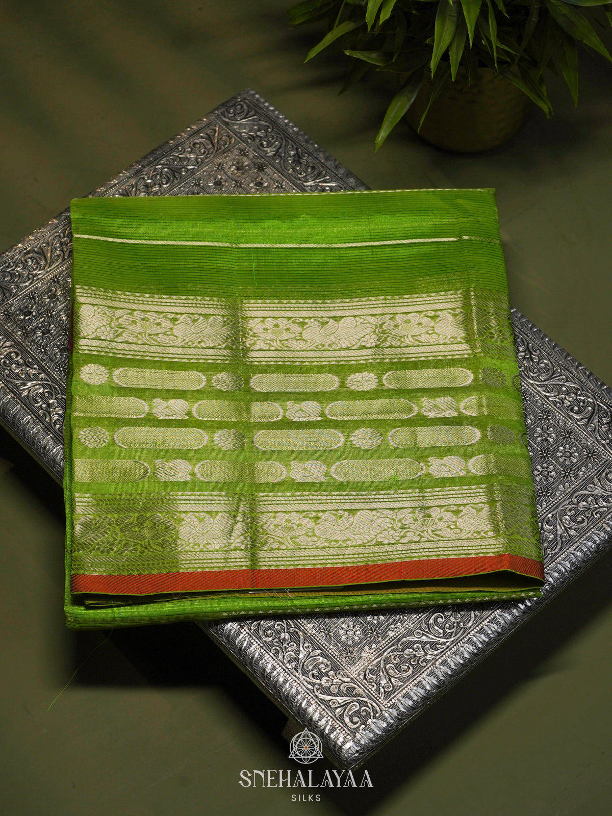 Lime Green Kuppadam Silk Cotton