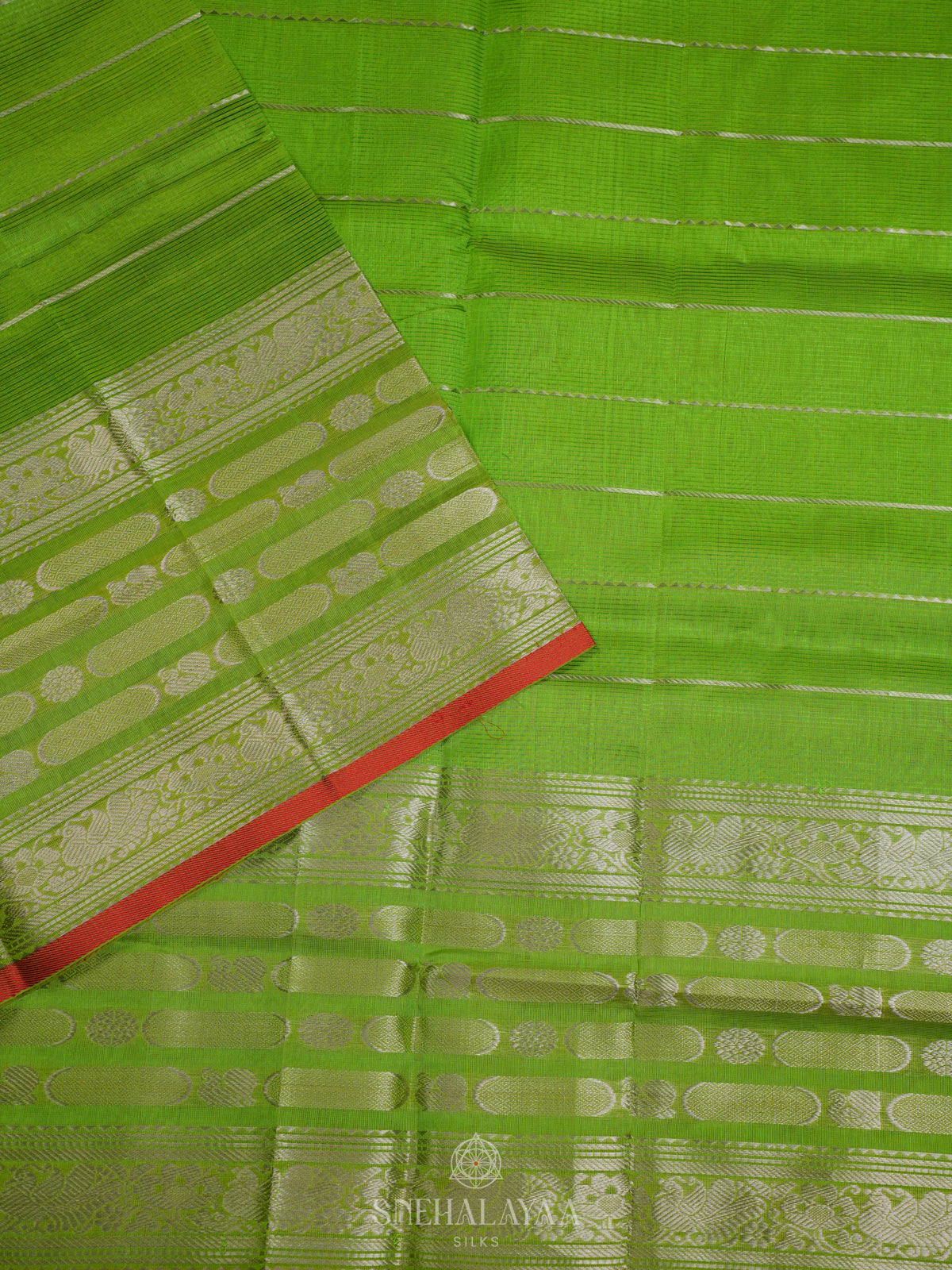Lime Green Kuppadam Silk Cotton