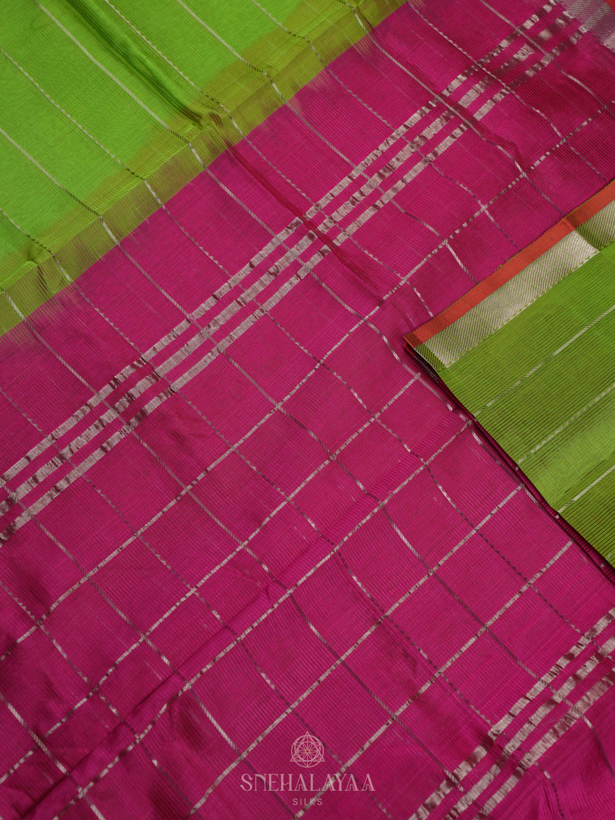 Lime Green Kuppadam Silk Cotton