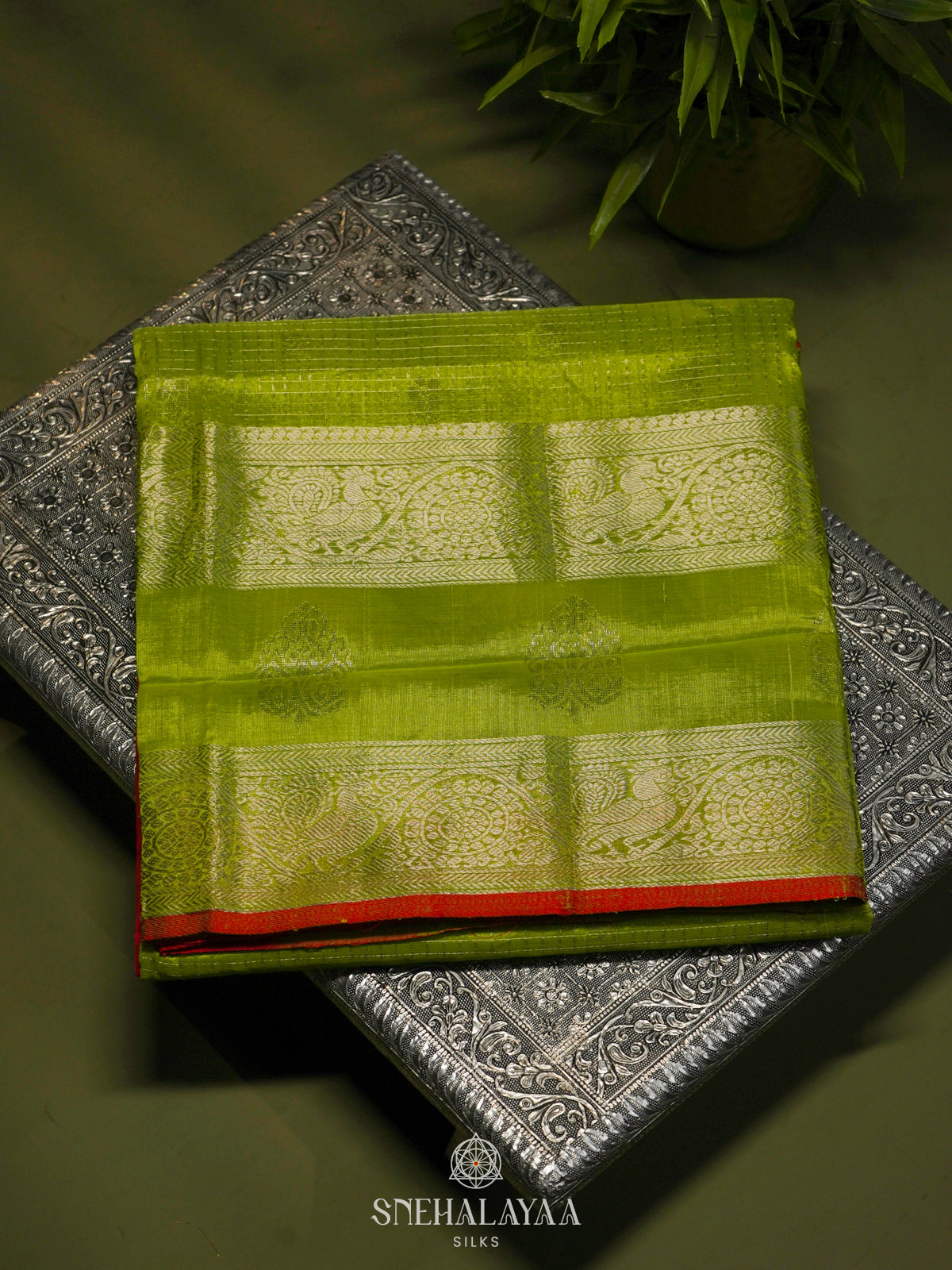 Lime Green Kuppadam Silk Cotton
