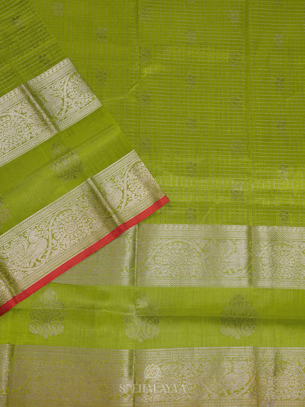 Lime Green Kuppadam Silk Cotton