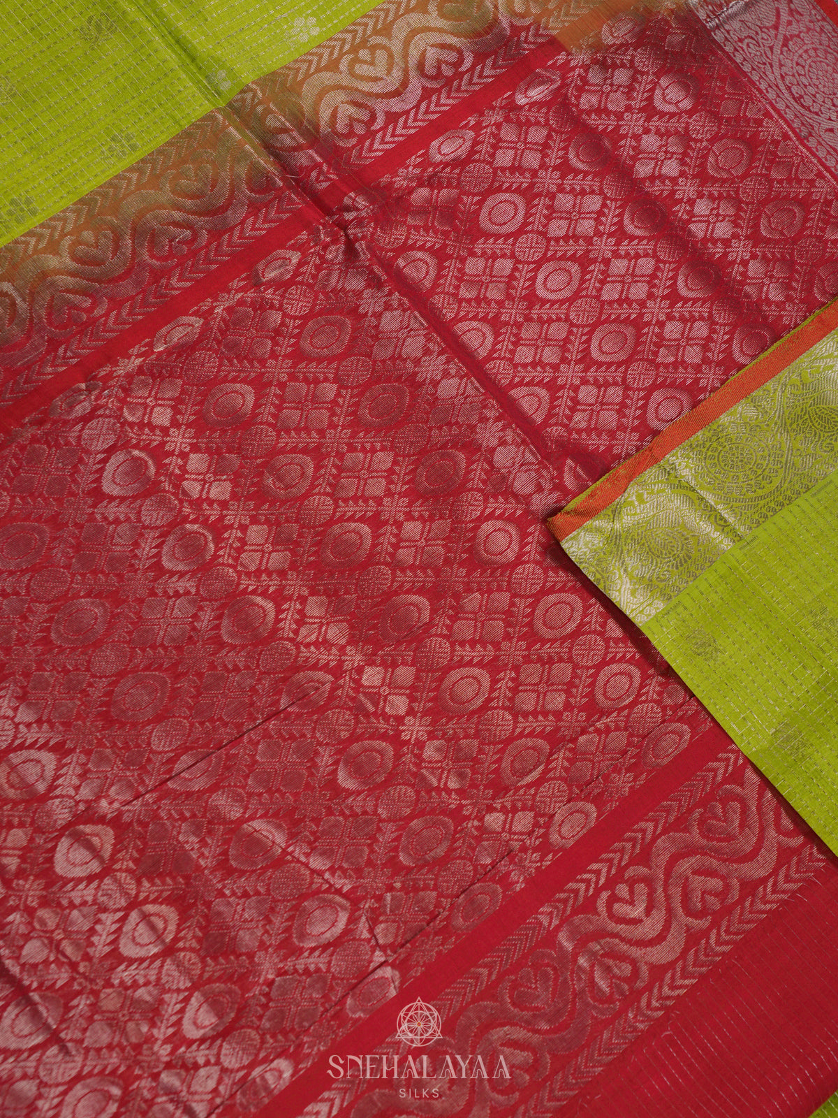 Lime Green Kuppadam Silk Cotton
