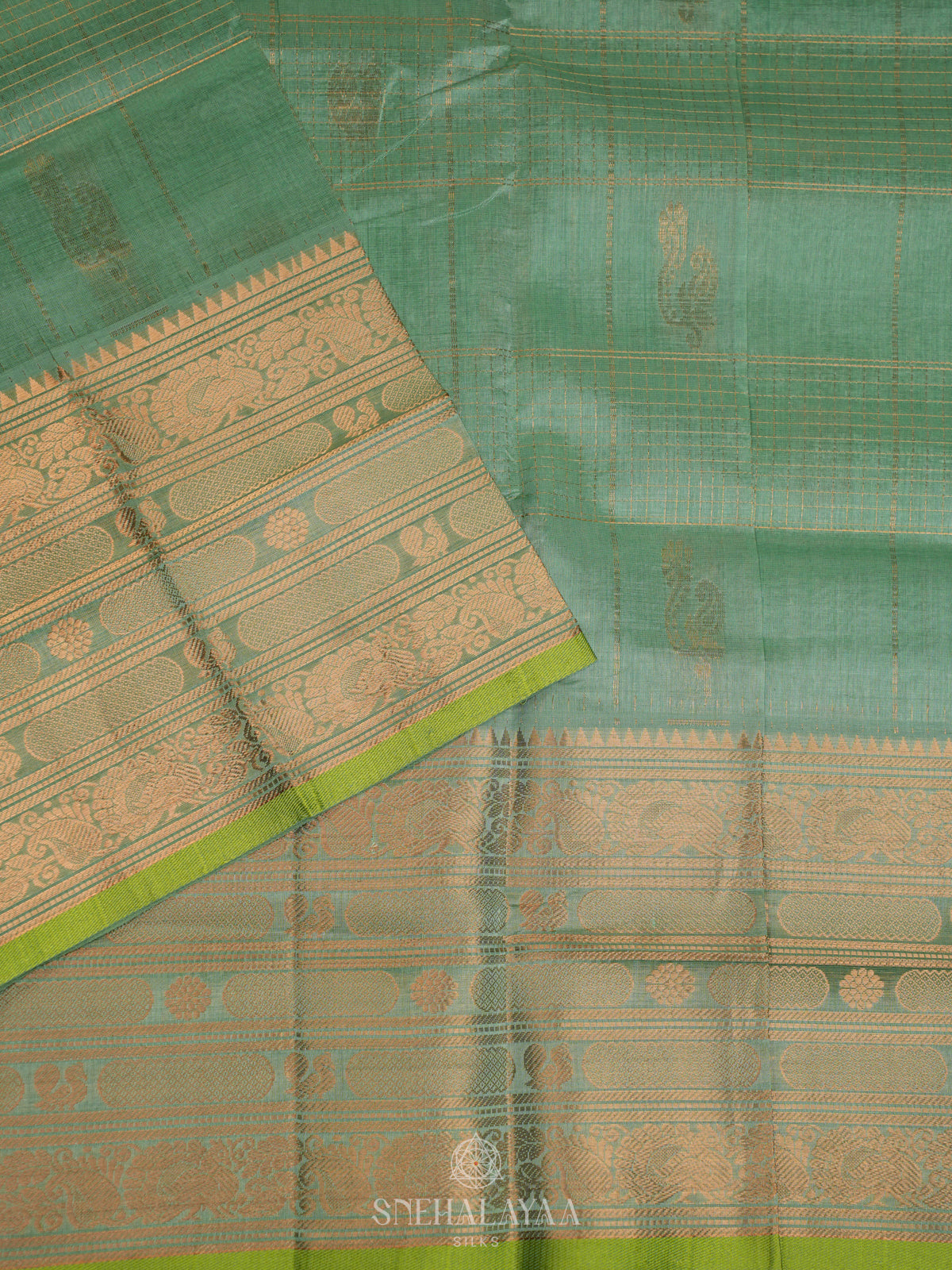 Mint Green Kuppadam Silk Cotton