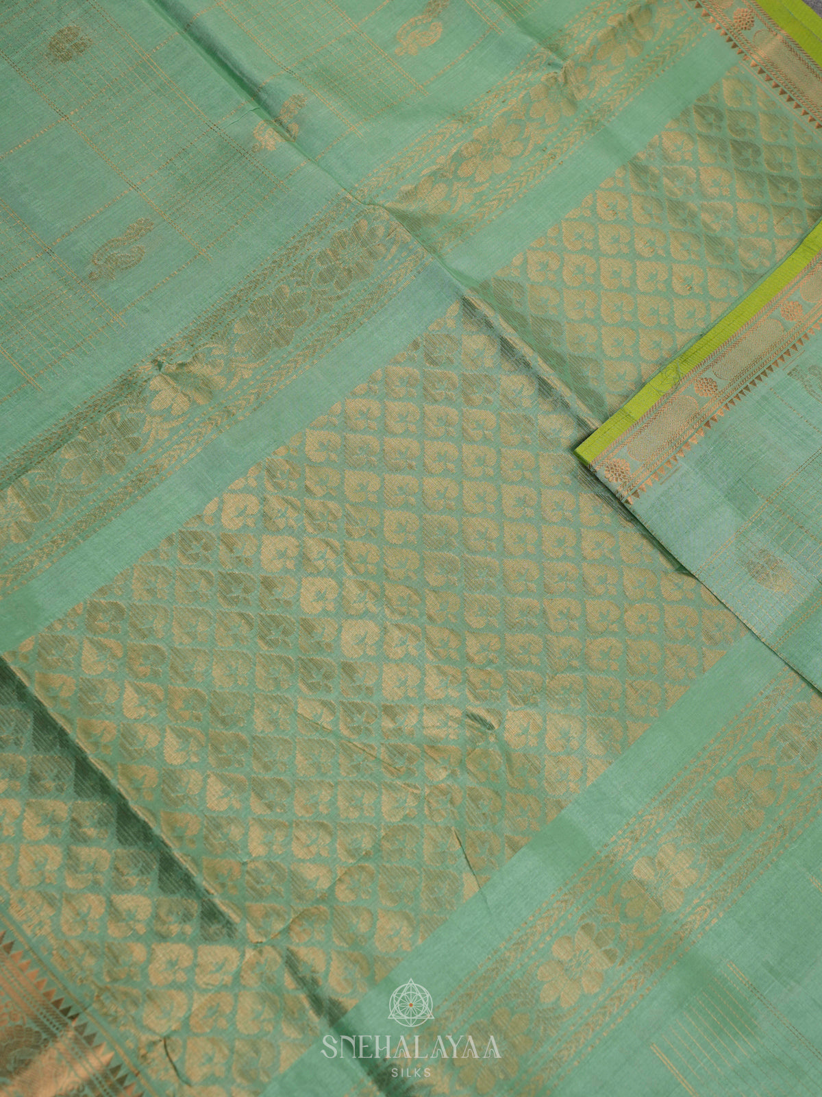 Mint Green Kuppadam Silk Cotton
