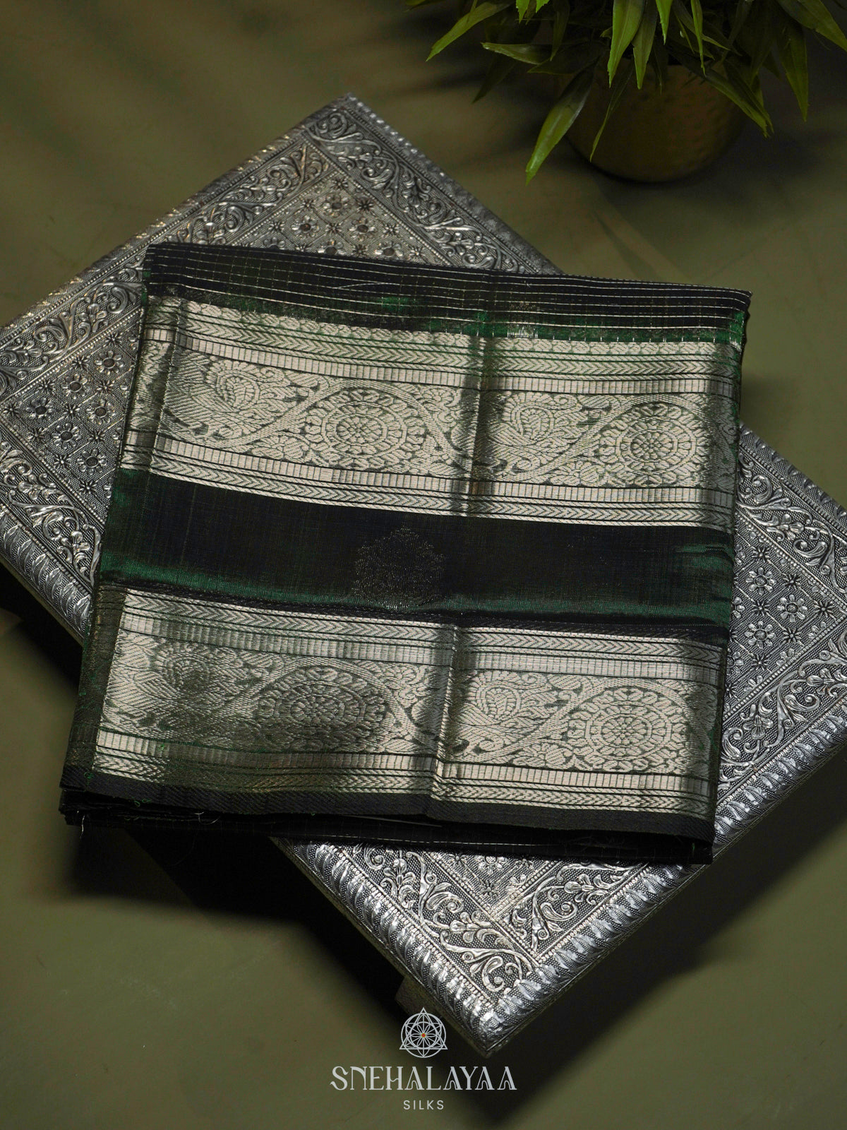 Forest Green Kuppadam Silk Cotton