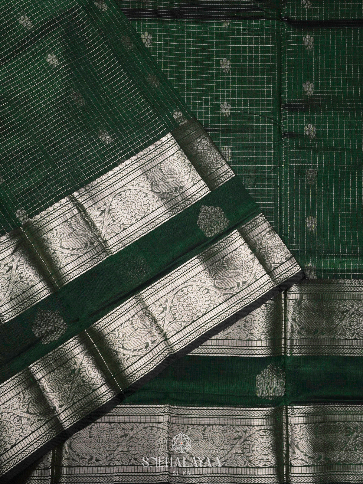 Forest Green Kuppadam Silk Cotton