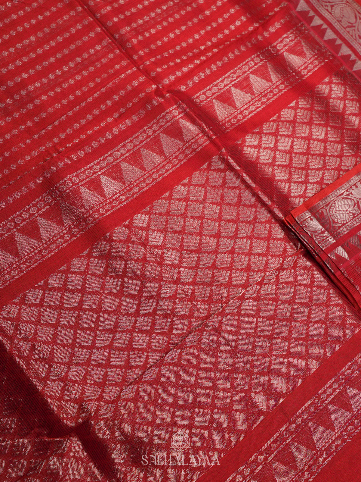 Ruby Red Kuppadam Silk Cotton