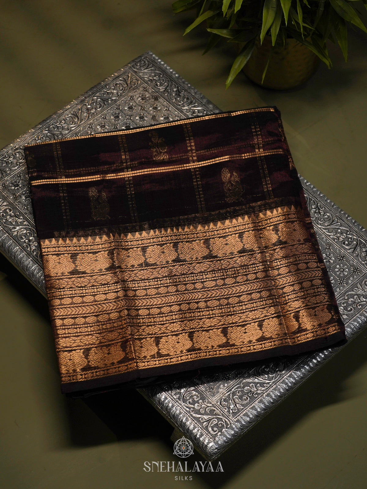 Coffee Brown Kuppadam Silk Cotton