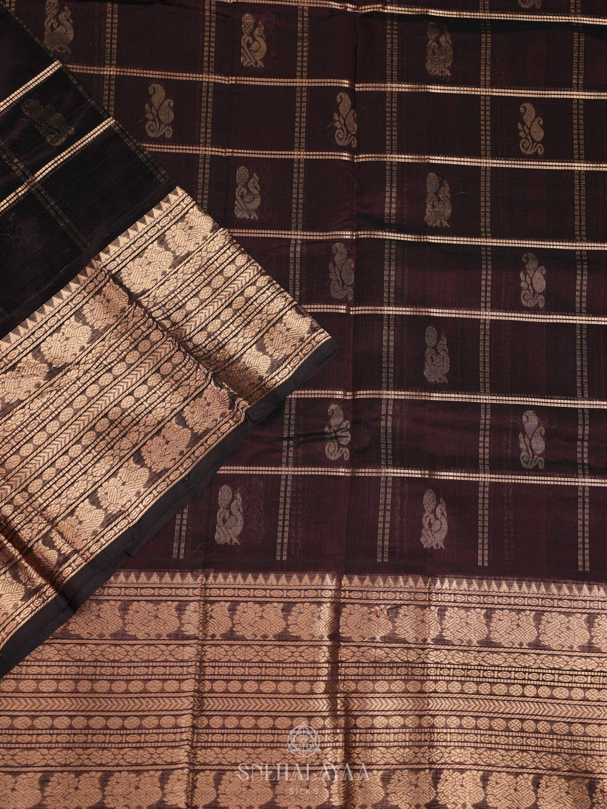 Coffee Brown Kuppadam Silk Cotton