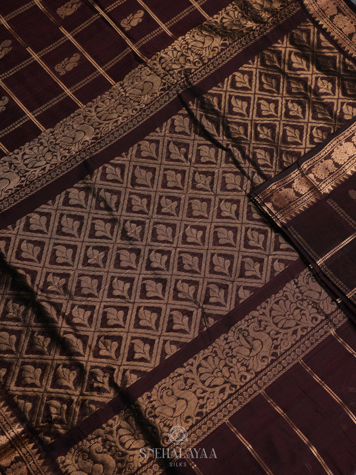 Coffee Brown Kuppadam Silk Cotton