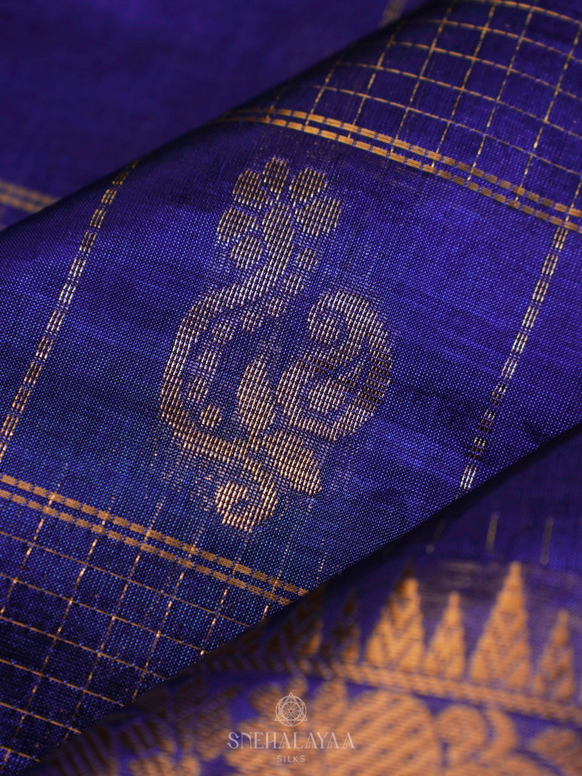 Navy Blue Kuppadam Silk Cotton