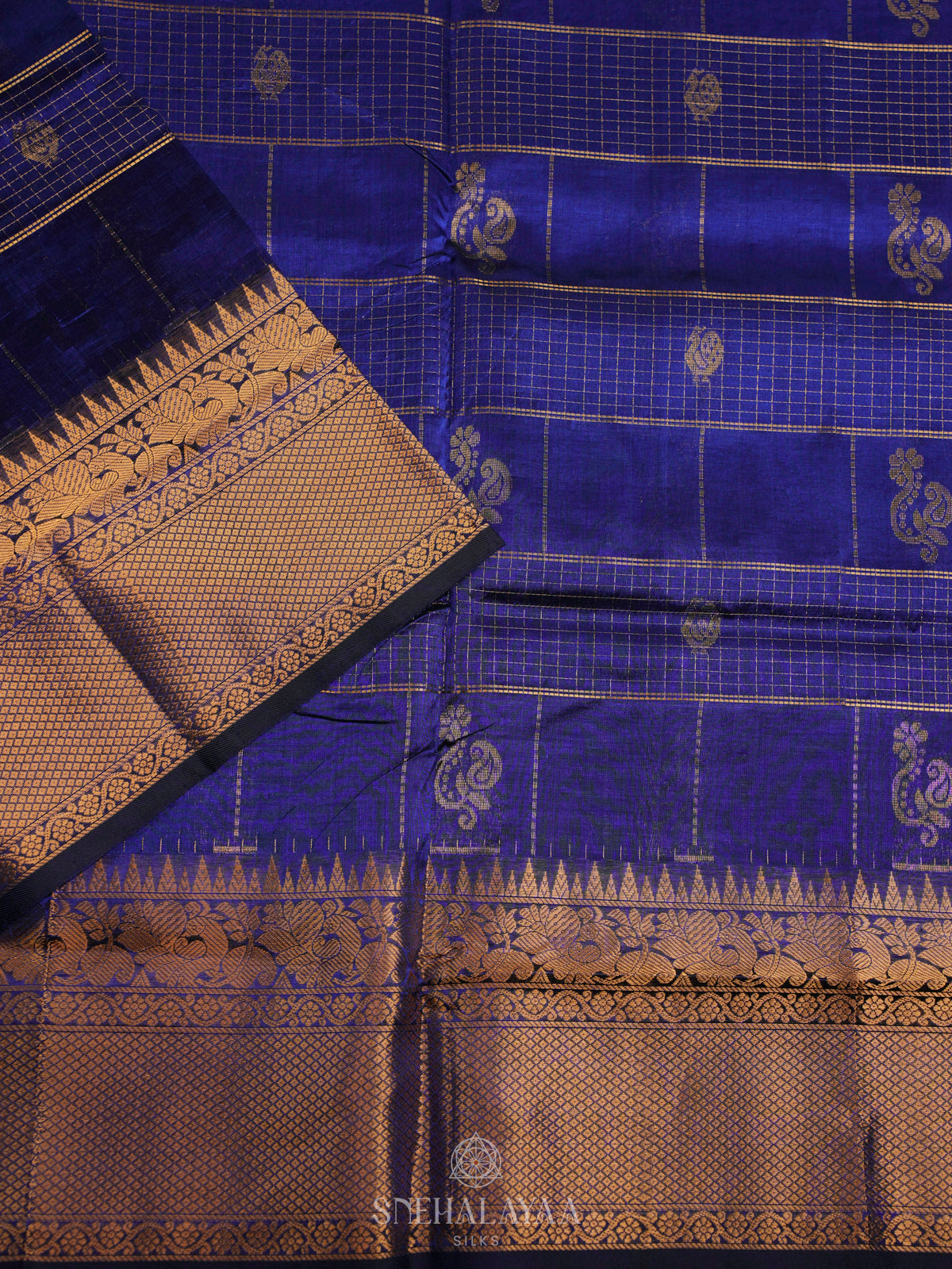 Navy Blue Kuppadam Silk Cotton