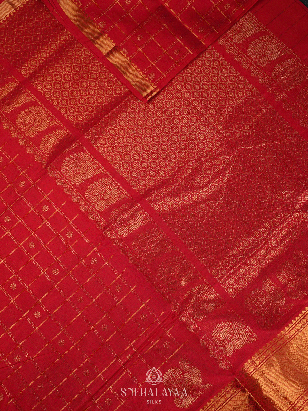 Red Kuppadam Silk Cotton