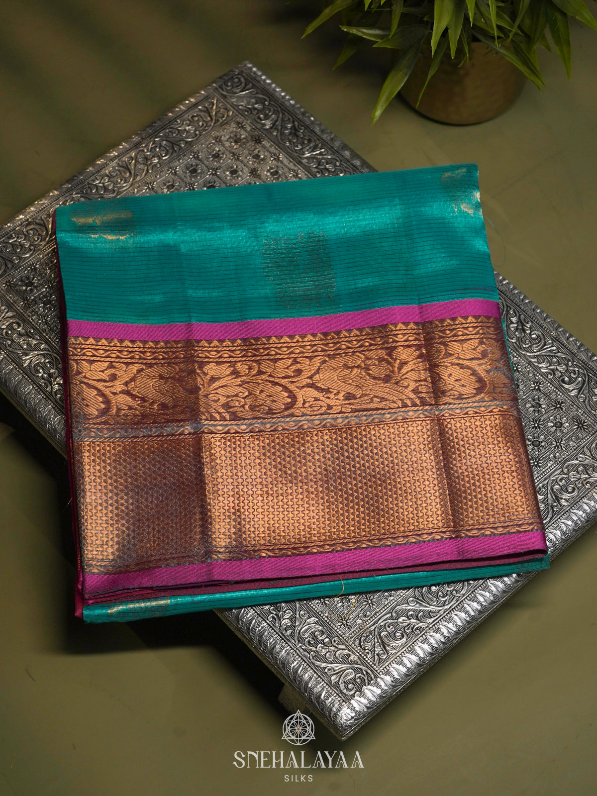 Sky Blue Kuppadam Silk Cotton