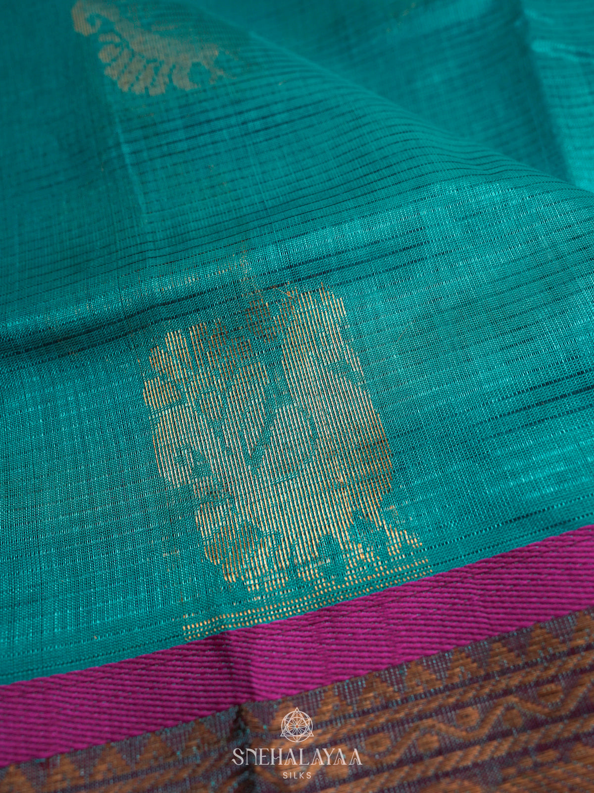 Sky Blue Kuppadam Silk Cotton