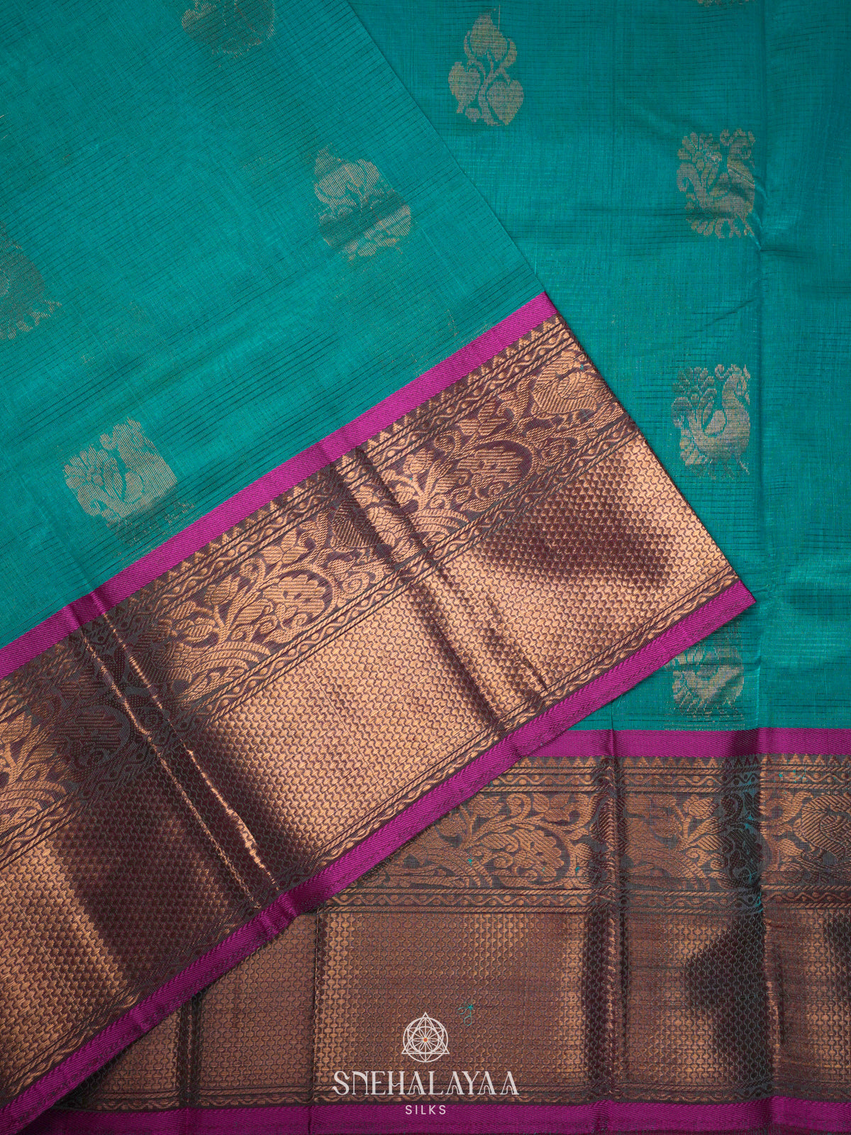 Sky Blue Kuppadam Silk Cotton