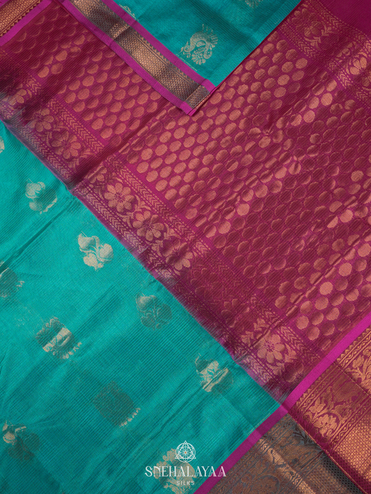 Sky Blue Kuppadam Silk Cotton