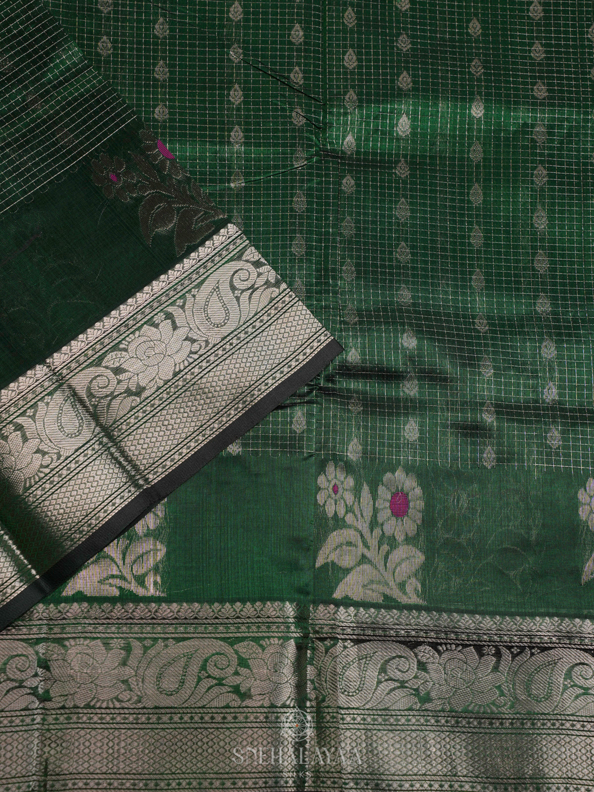 Emerald Green Kuppadam Silk Cotton