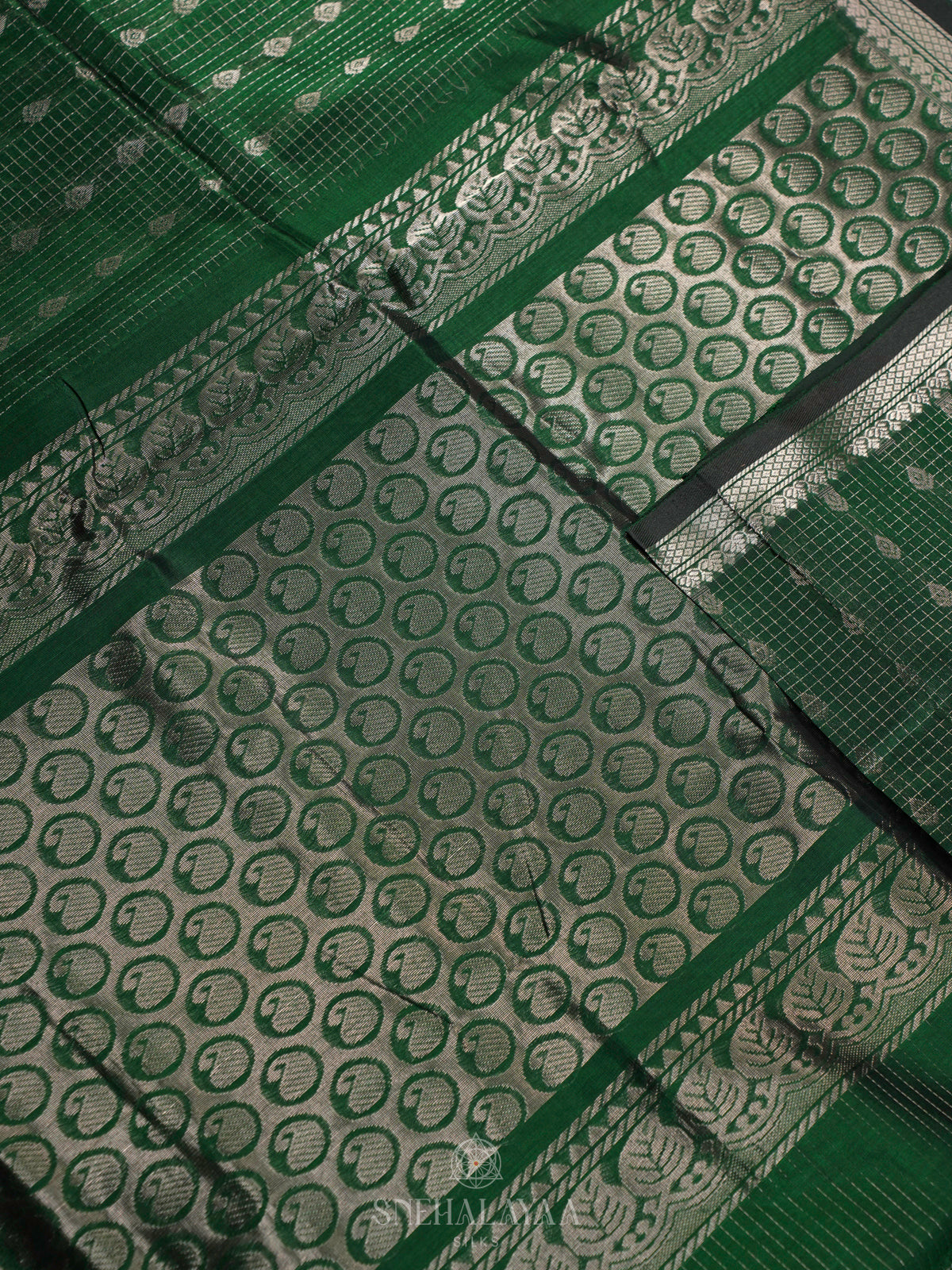 Emerald Green Kuppadam Silk Cotton
