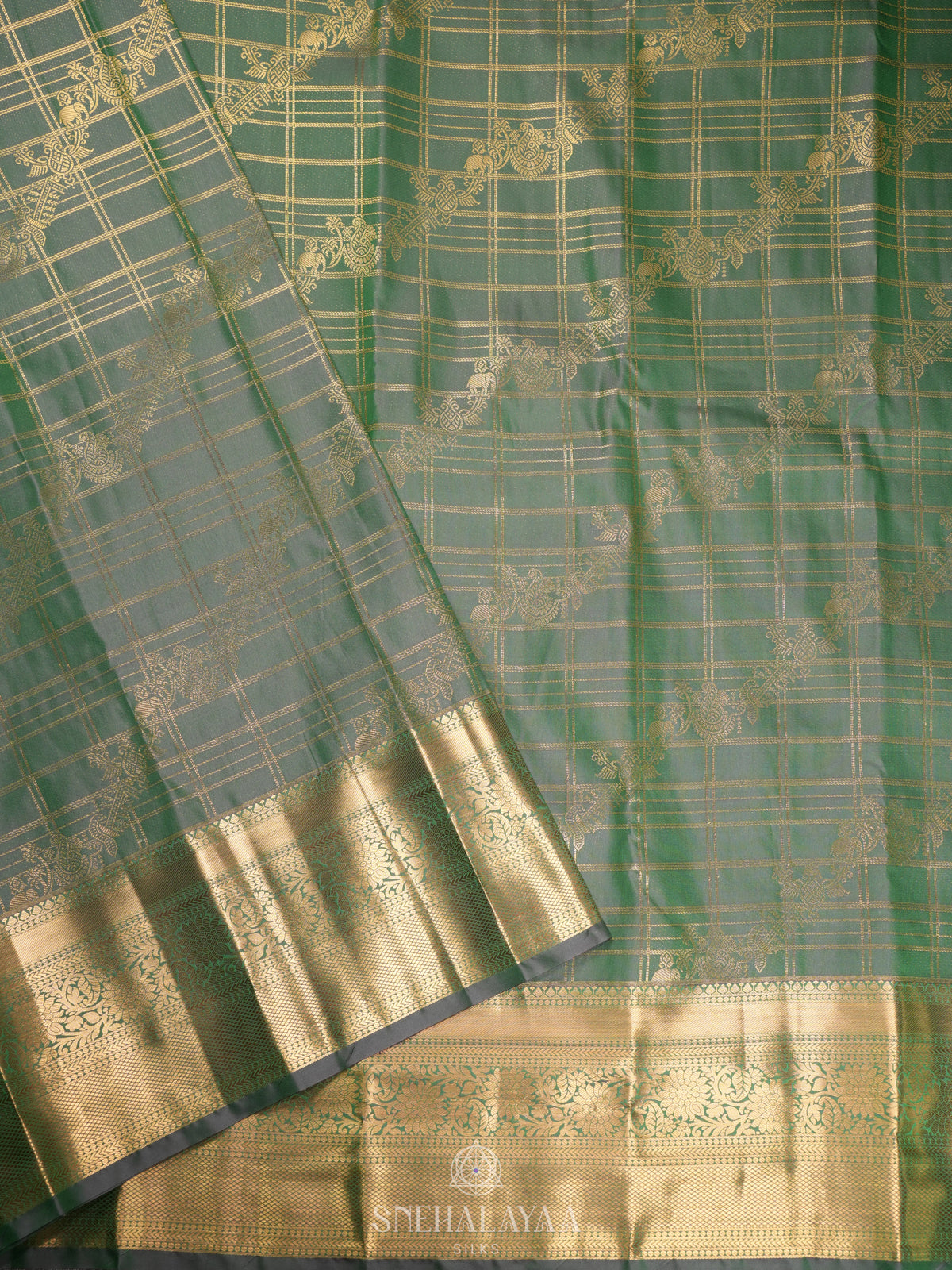 Teal Green Art Silk Sraee