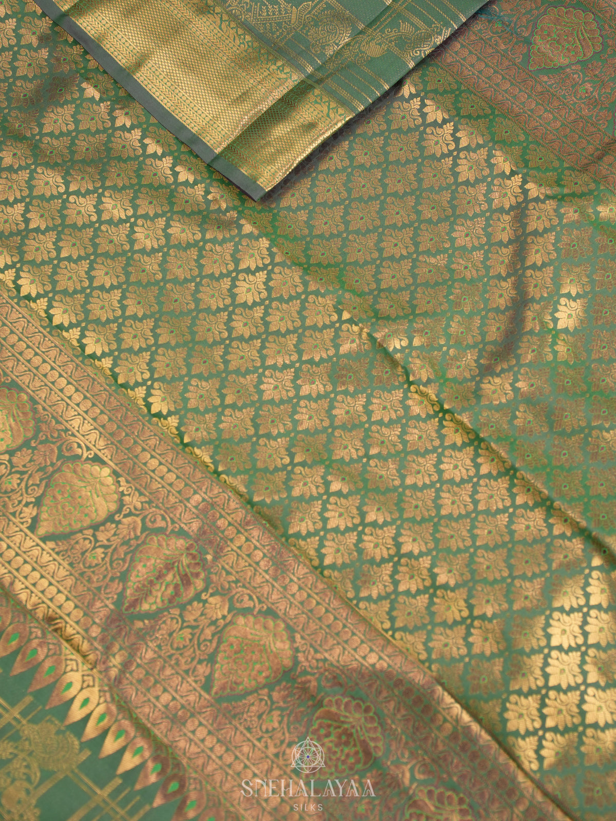 Teal Green Art Silk Sraee