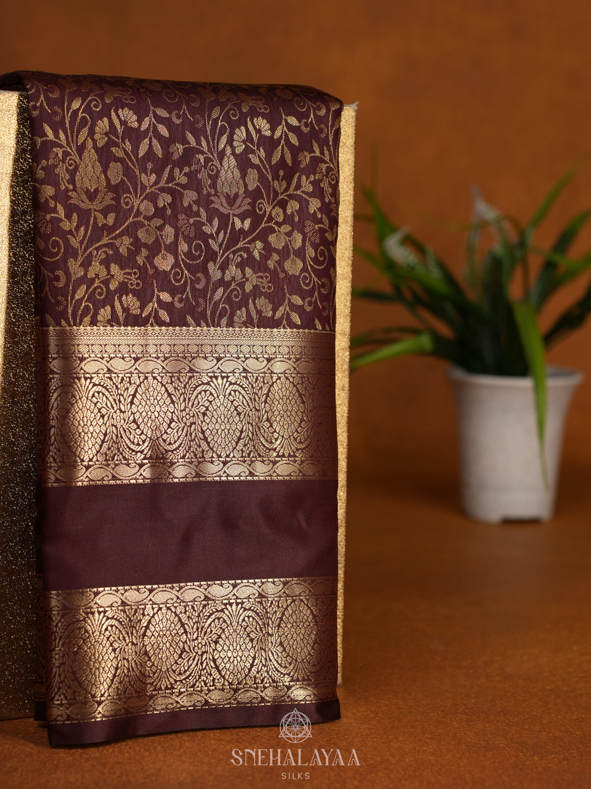 Coffee Brown Art Silk Sraee