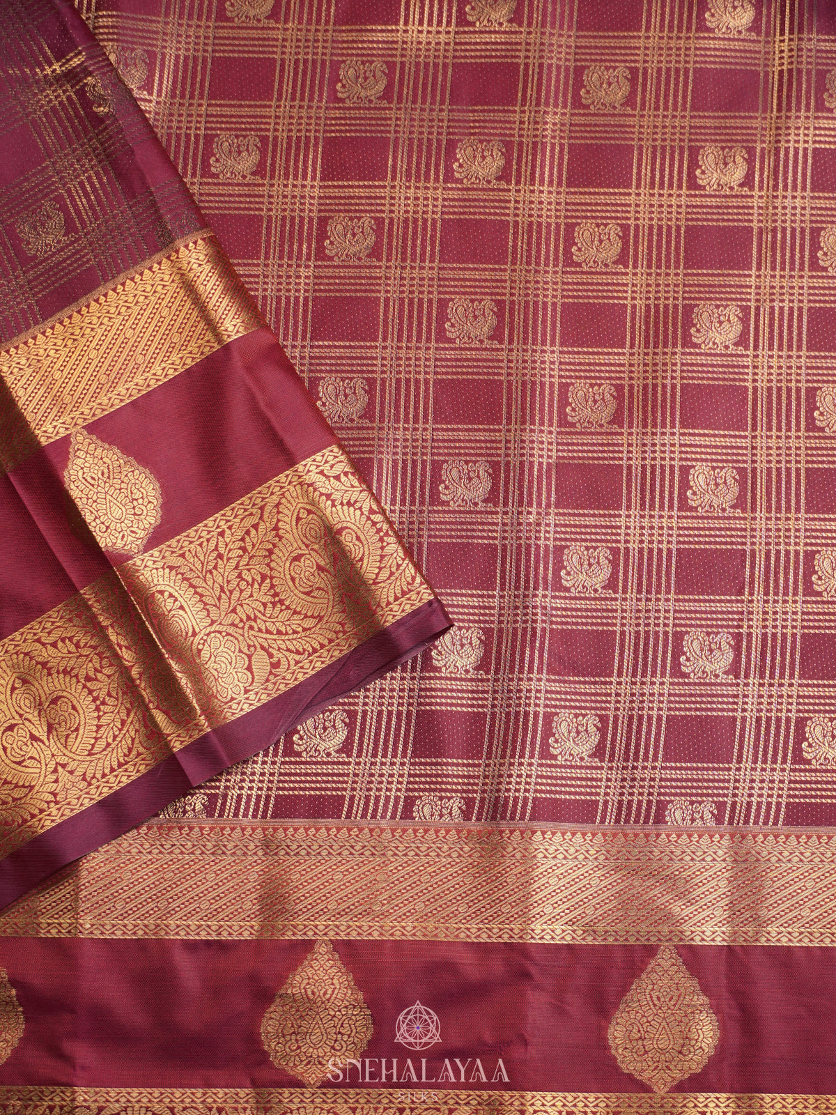Maroon Art Silk Sraee