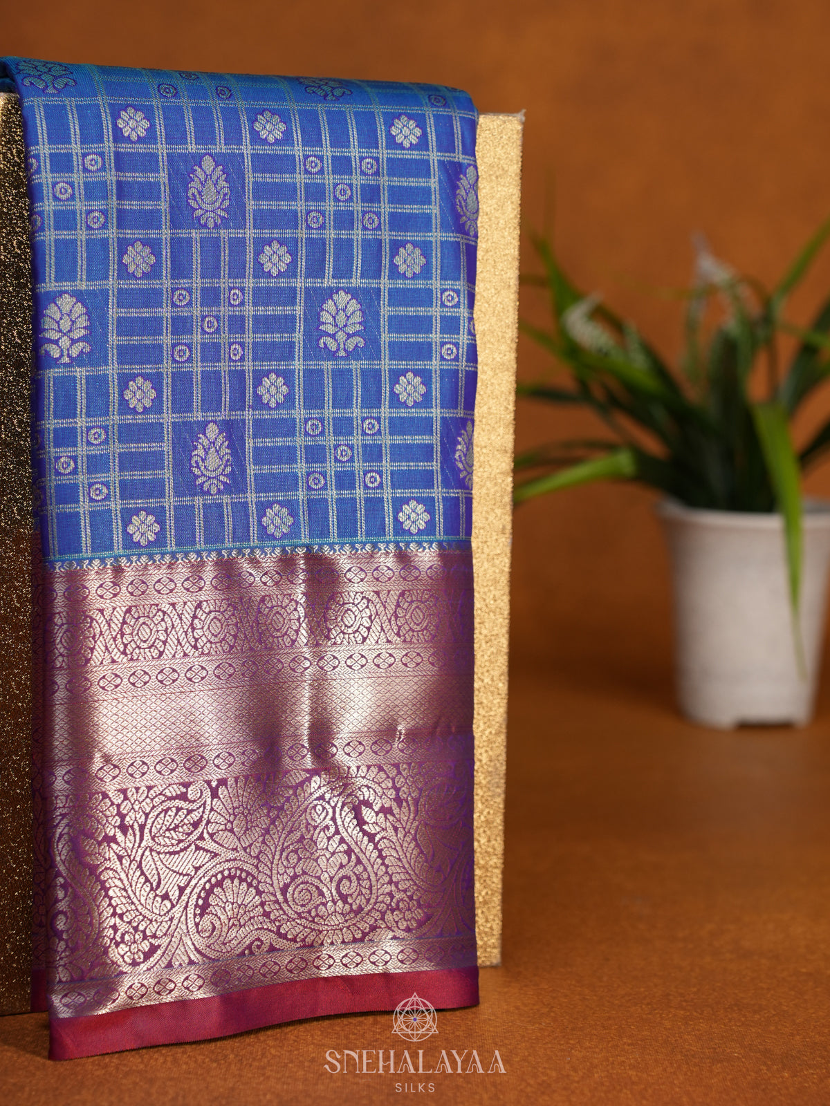 Navy Blue Art Silk Sraee