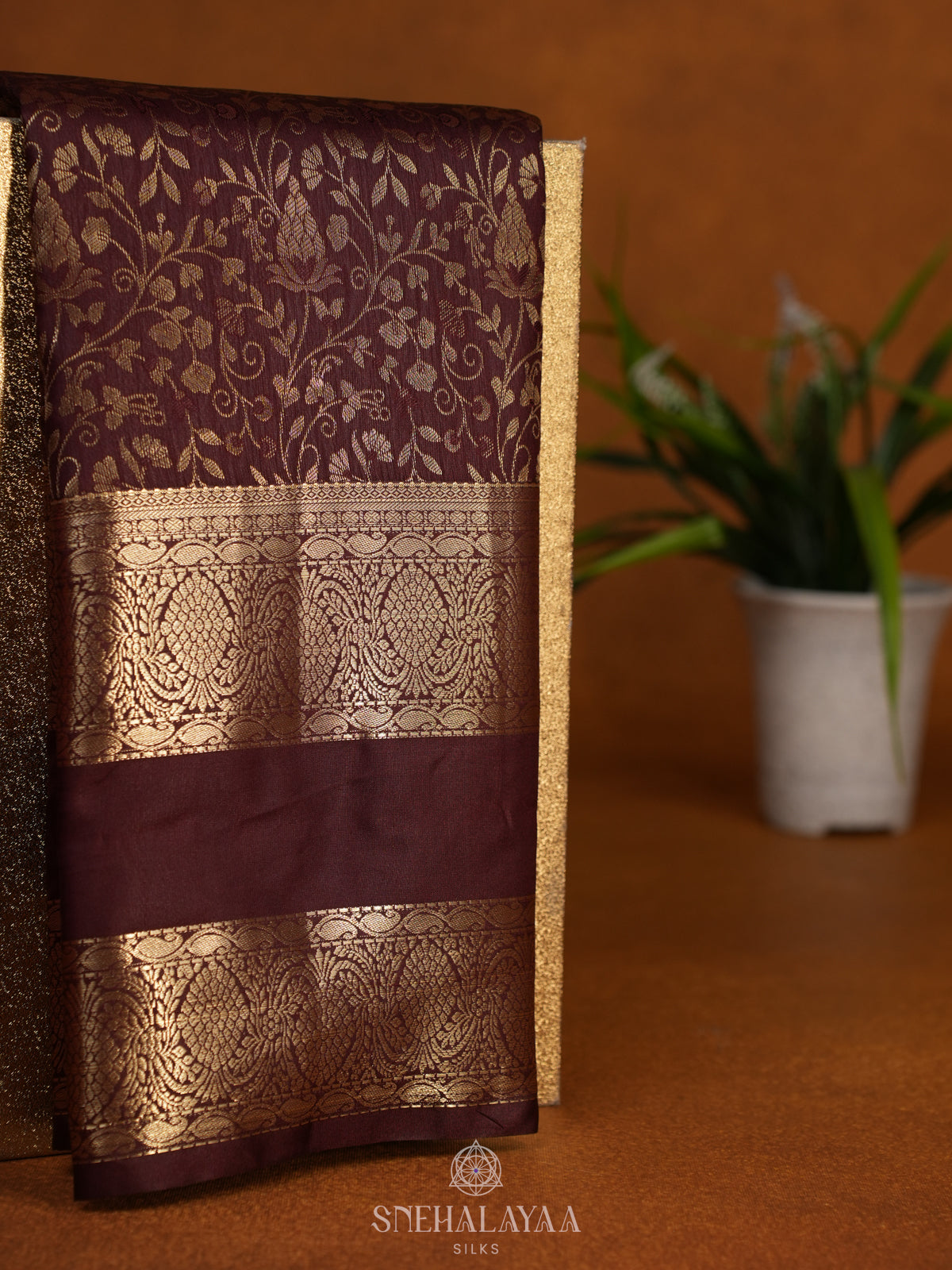Coffee Brown Art Silk Sraee