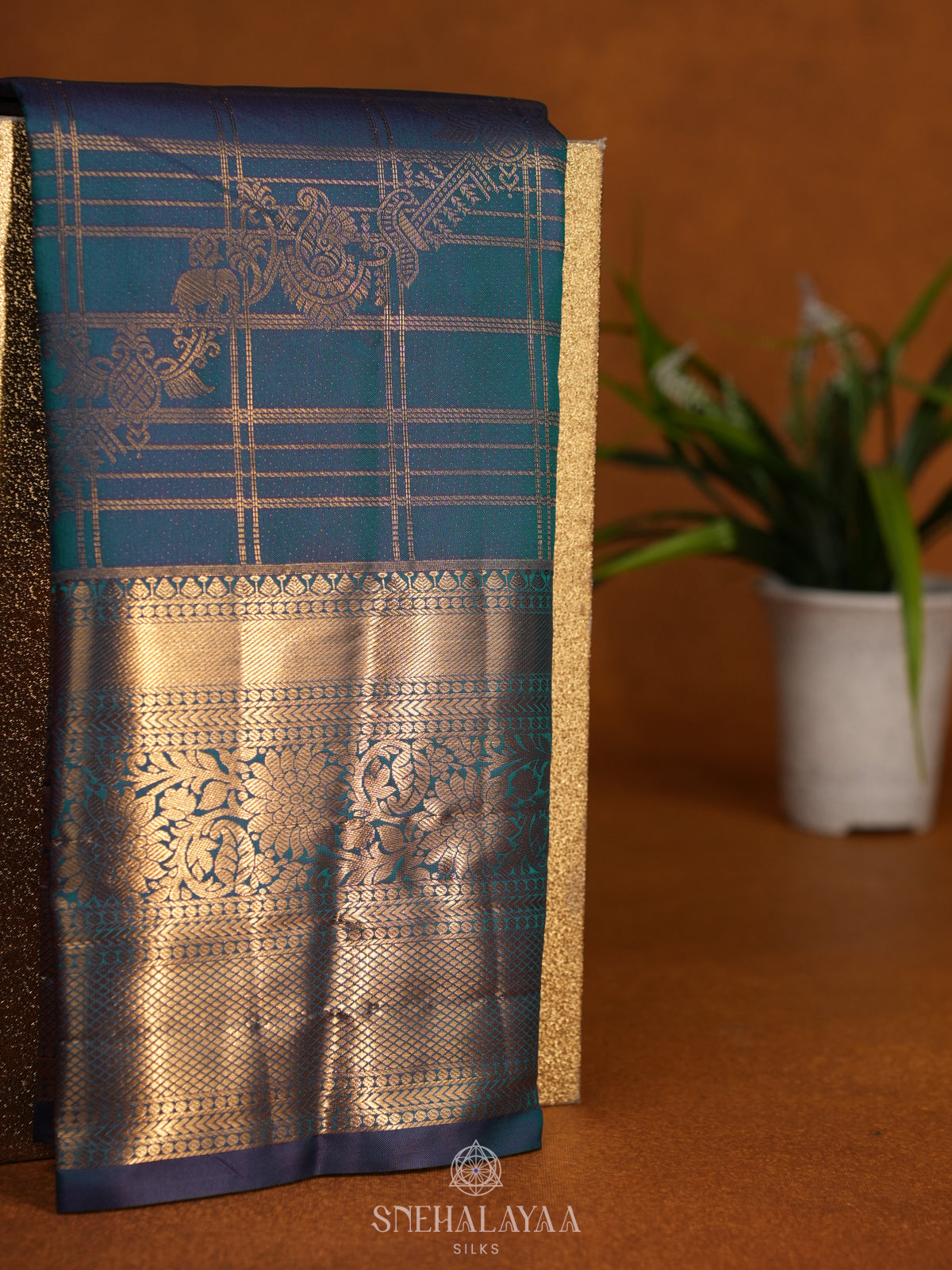 Peacock Blue Art Silk Sraee