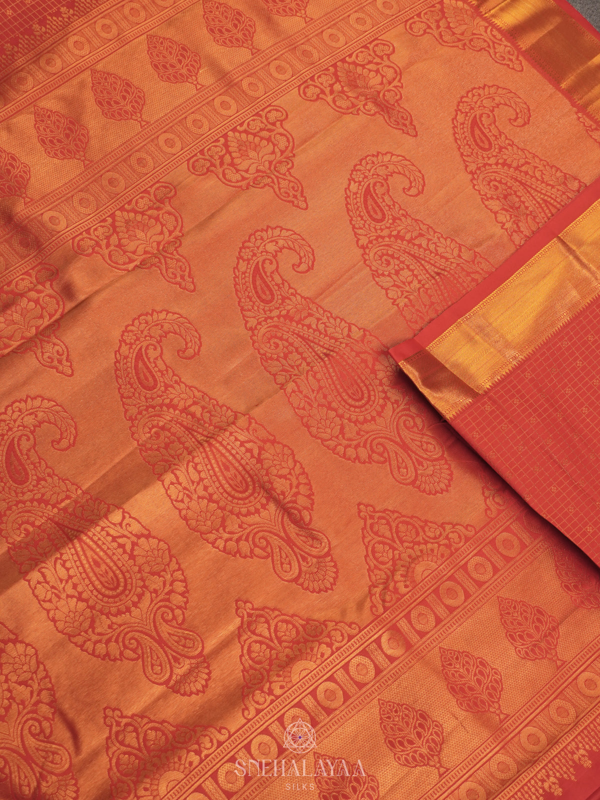 Orange Art Silk Sraee