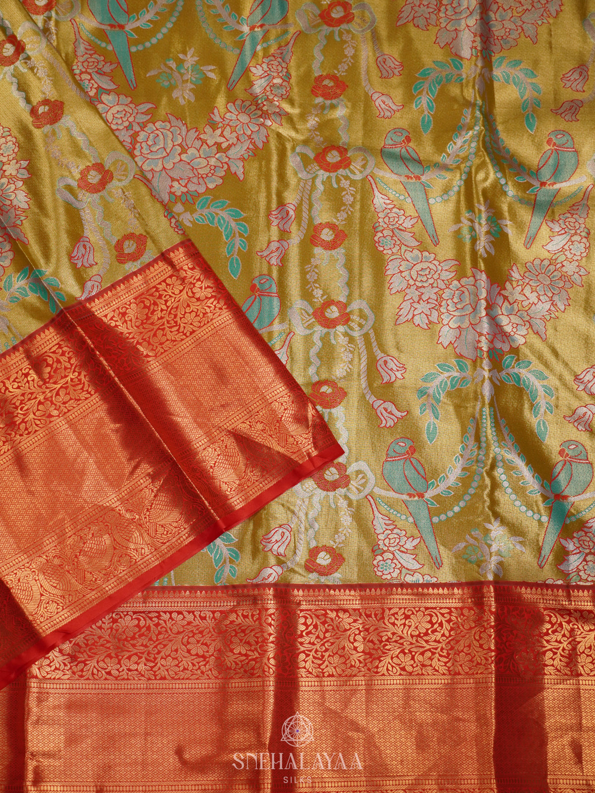 Golden Yellow Art Silk Sraee