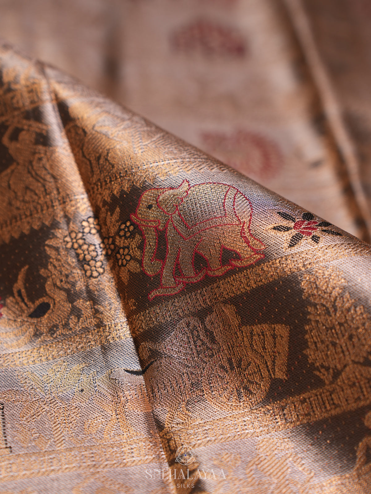 Beige Gold Art Silk Sraee