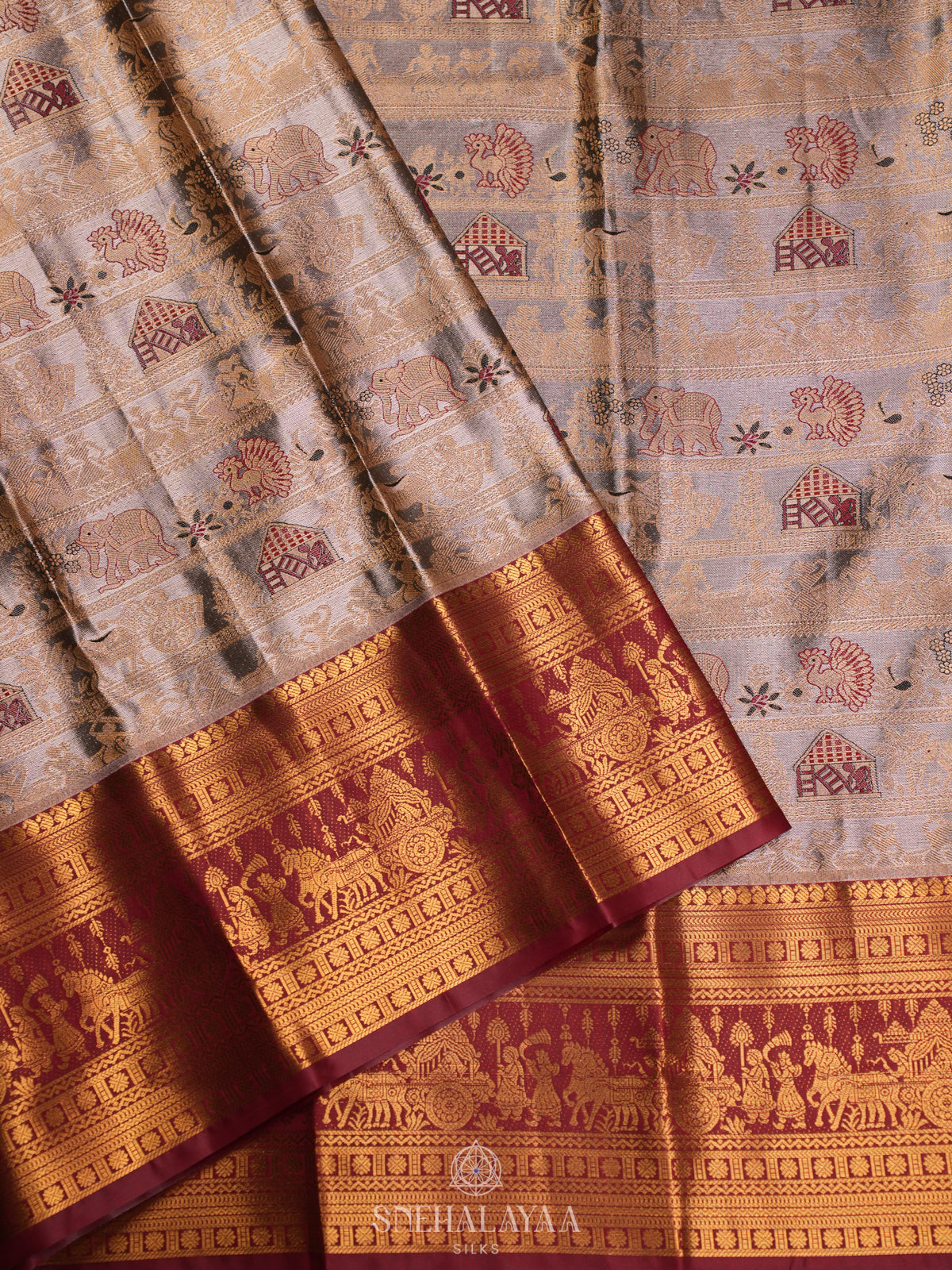 Beige Gold Art Silk Sraee