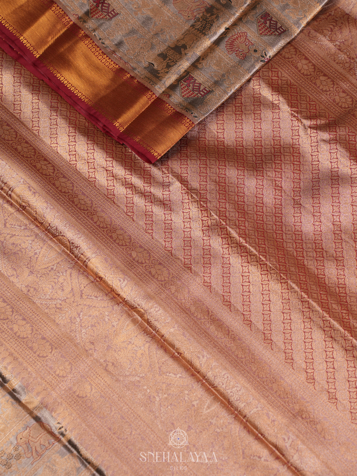 Beige Gold Art Silk Sraee