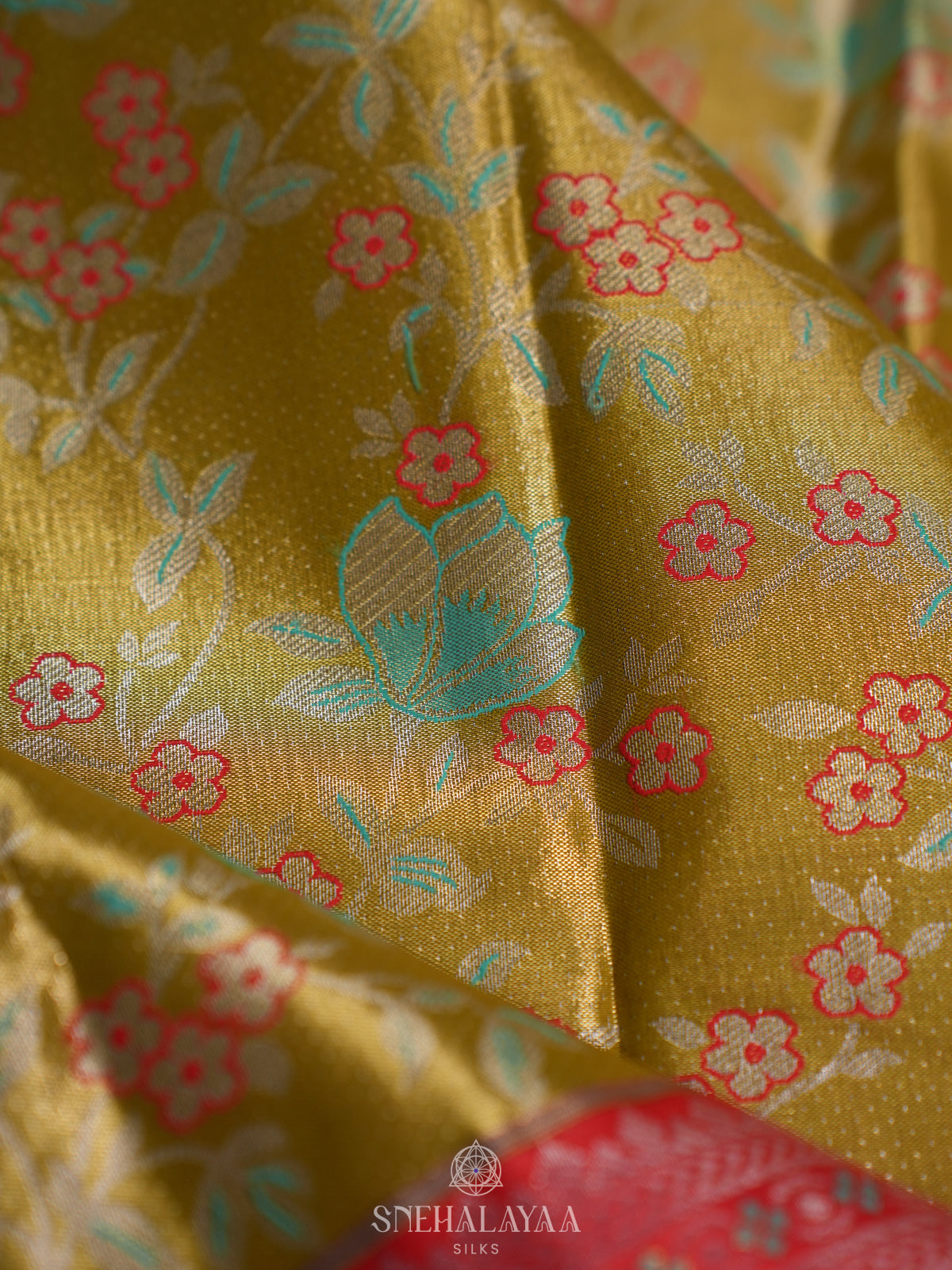 Lime Green Art Silk Sraee