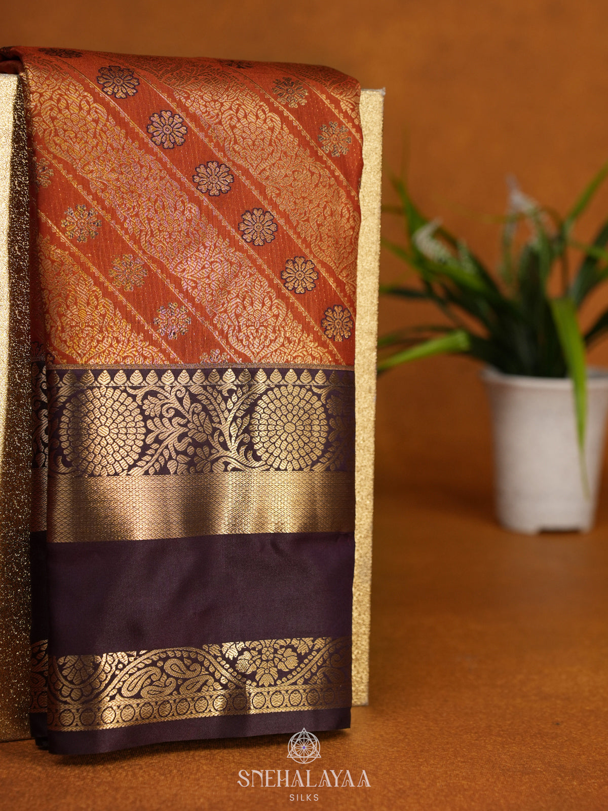 Orange Art Silk Sraee