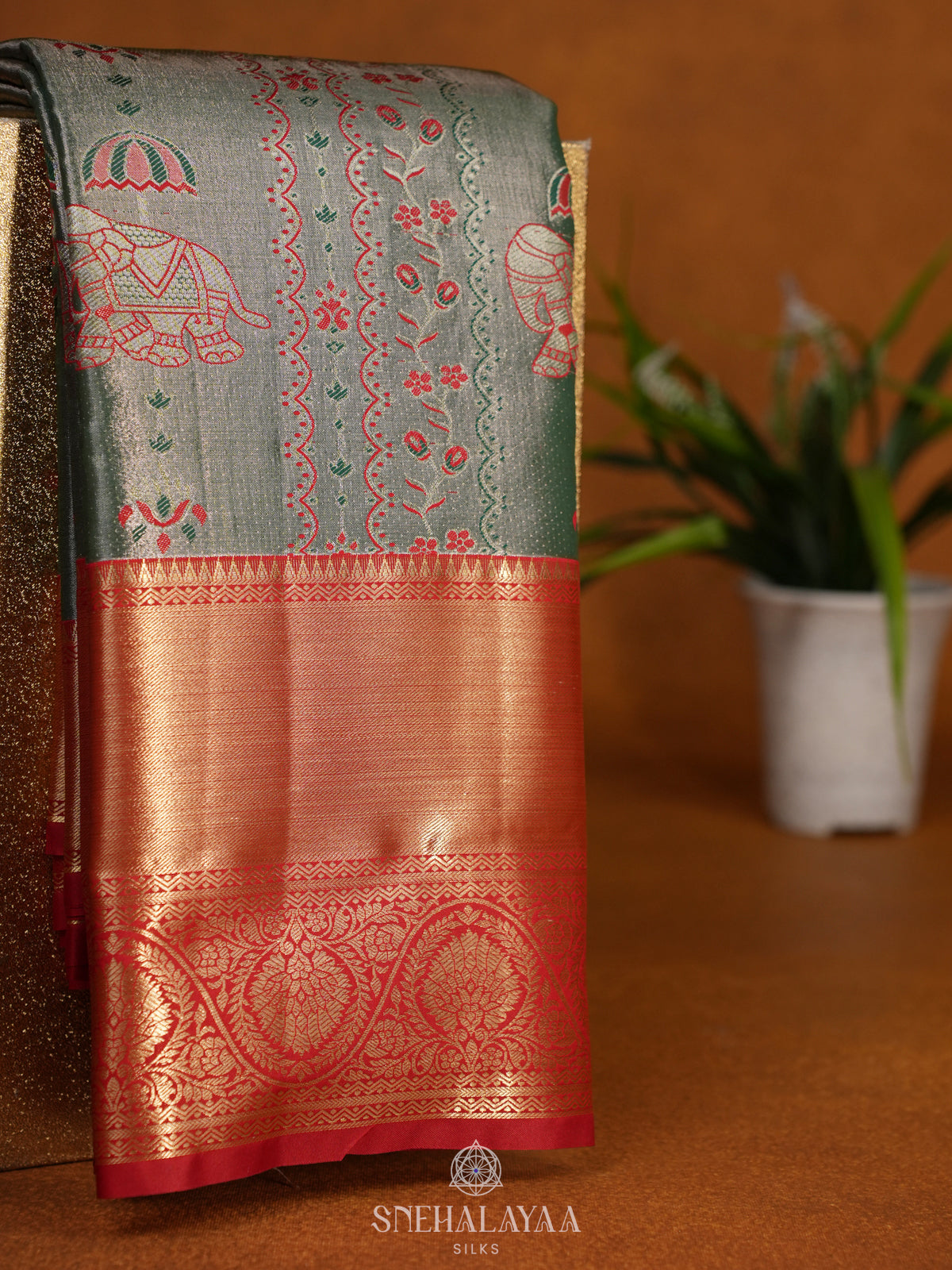 Teal Green Art Silk Sraee