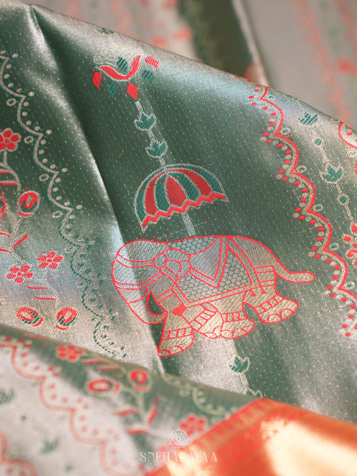 Teal Green Art Silk Sraee